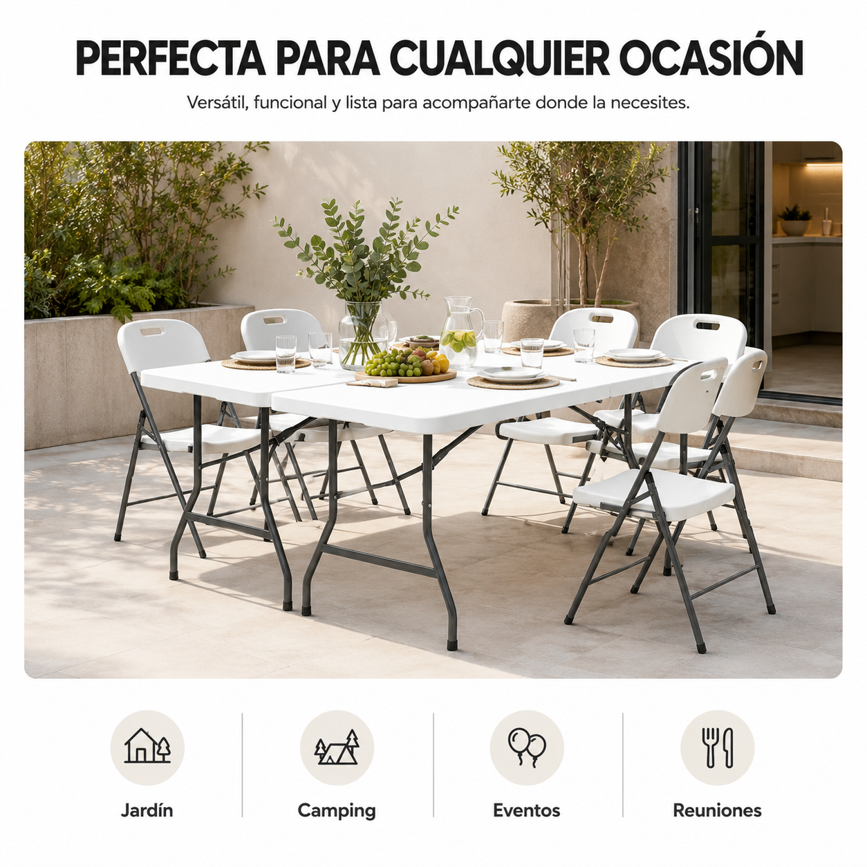 Mesa Dobrável Jardim Portátil 180x74x74 cm
