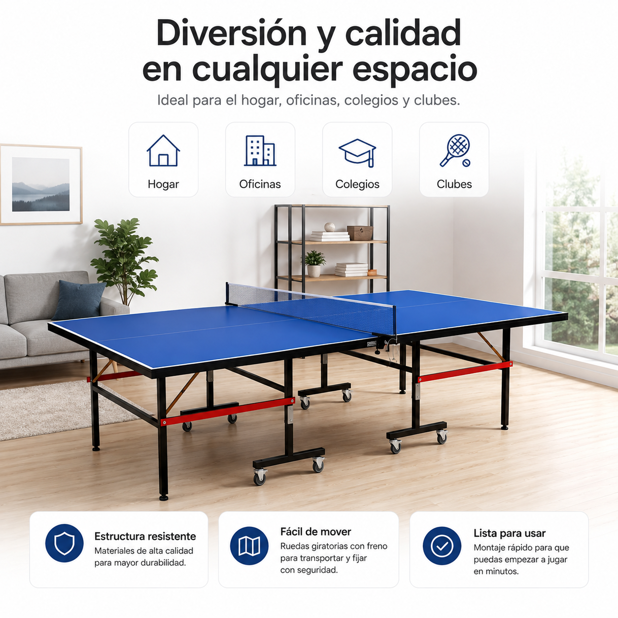Compacte opvouwbare pingpongtafel met net