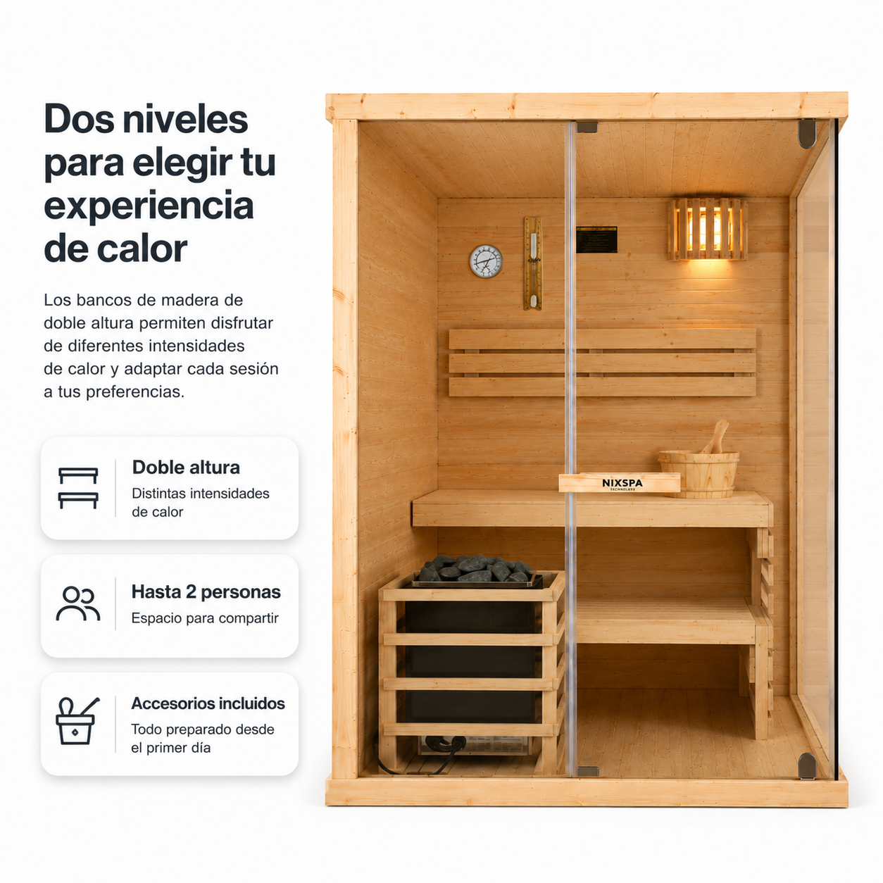 Sauna Finlandesa para Casa 2 Personas Madera de Abeto