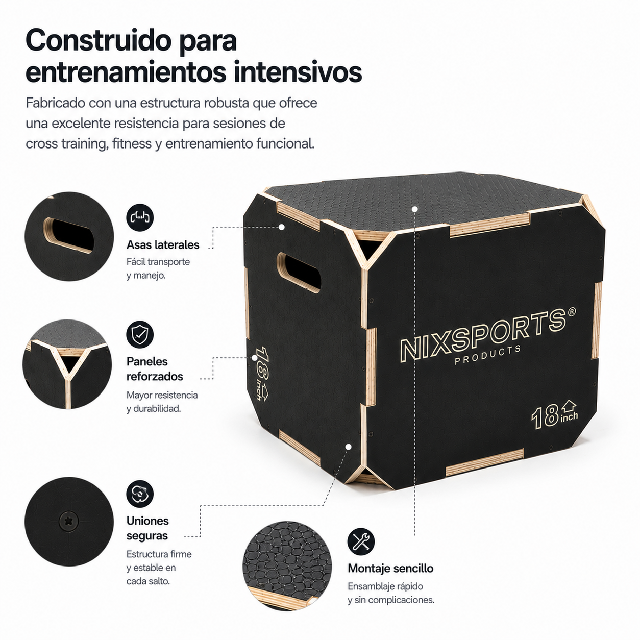 Antislip plyometrische box, 16/18 inch