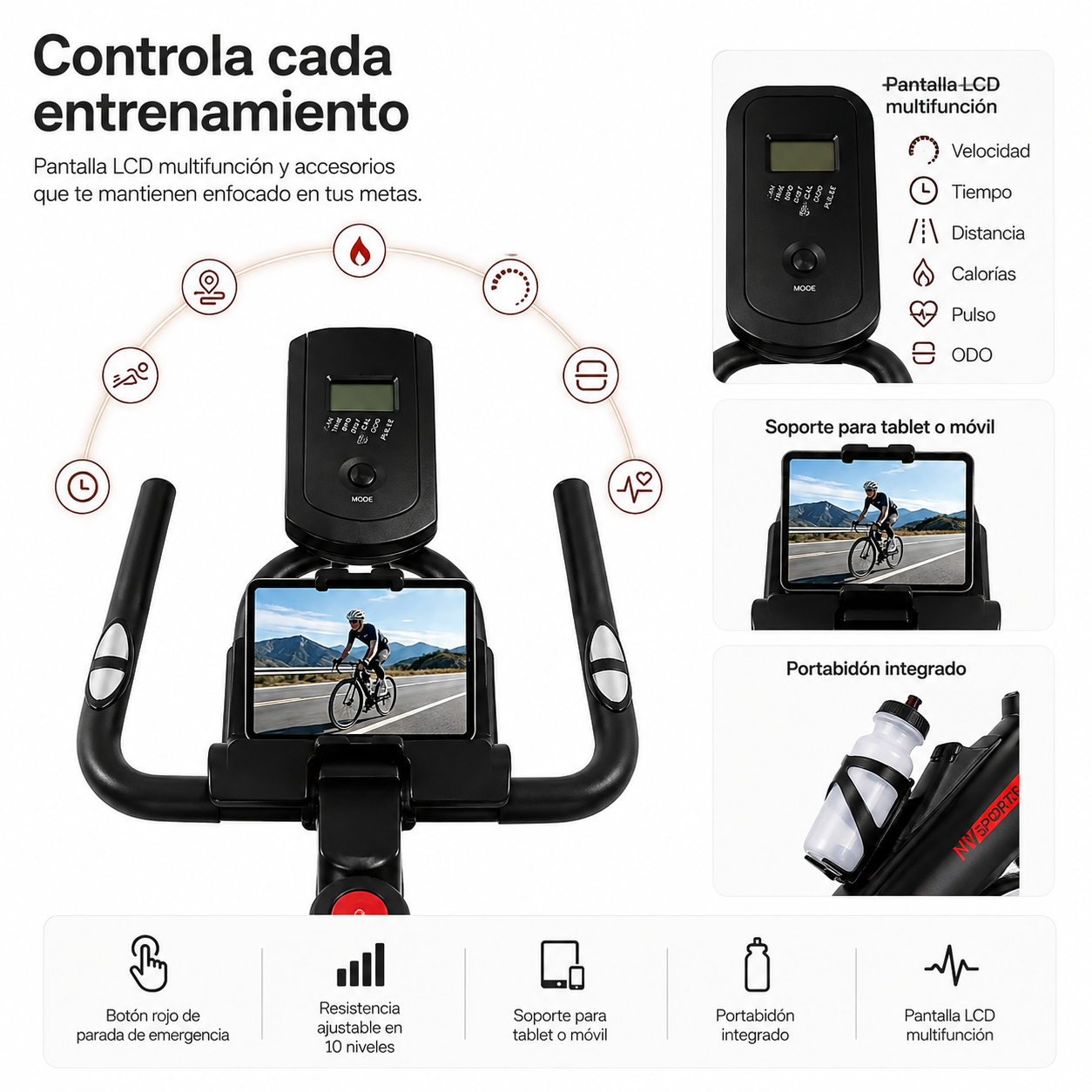 Spinning-Heimtrainer mit verstellbarem Widerstand und LCD-Bildschirm