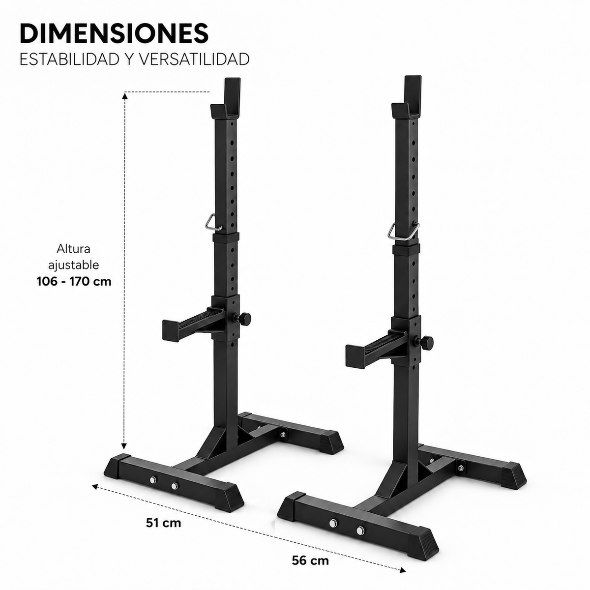 Par de Soportes de Barra Ajustables para Sentadilla y Press