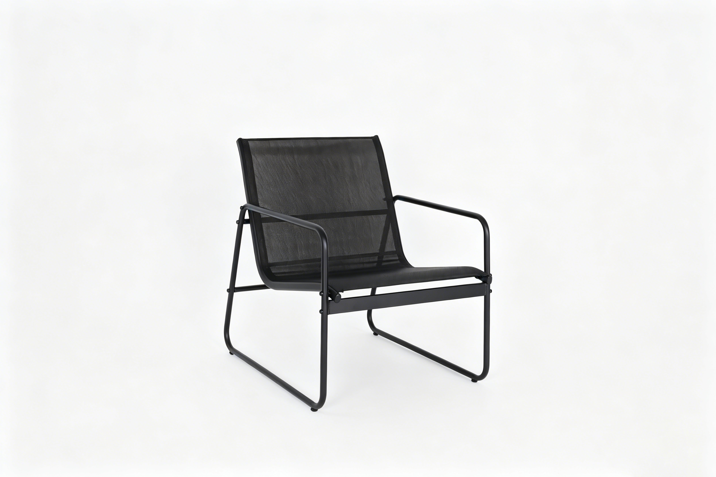 Garten-Set aus Stahl und Textilene mit 2-Sitzer-Sofa, 2 Sesseln und schwarzem Glastisch für Außenbereich