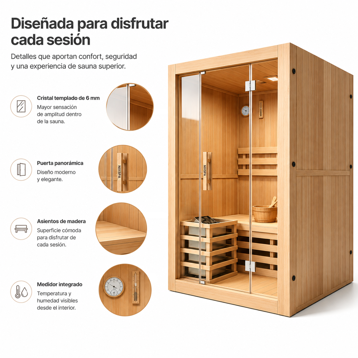 Sauna finlandese per 2 persone in legno Hemlock canadese