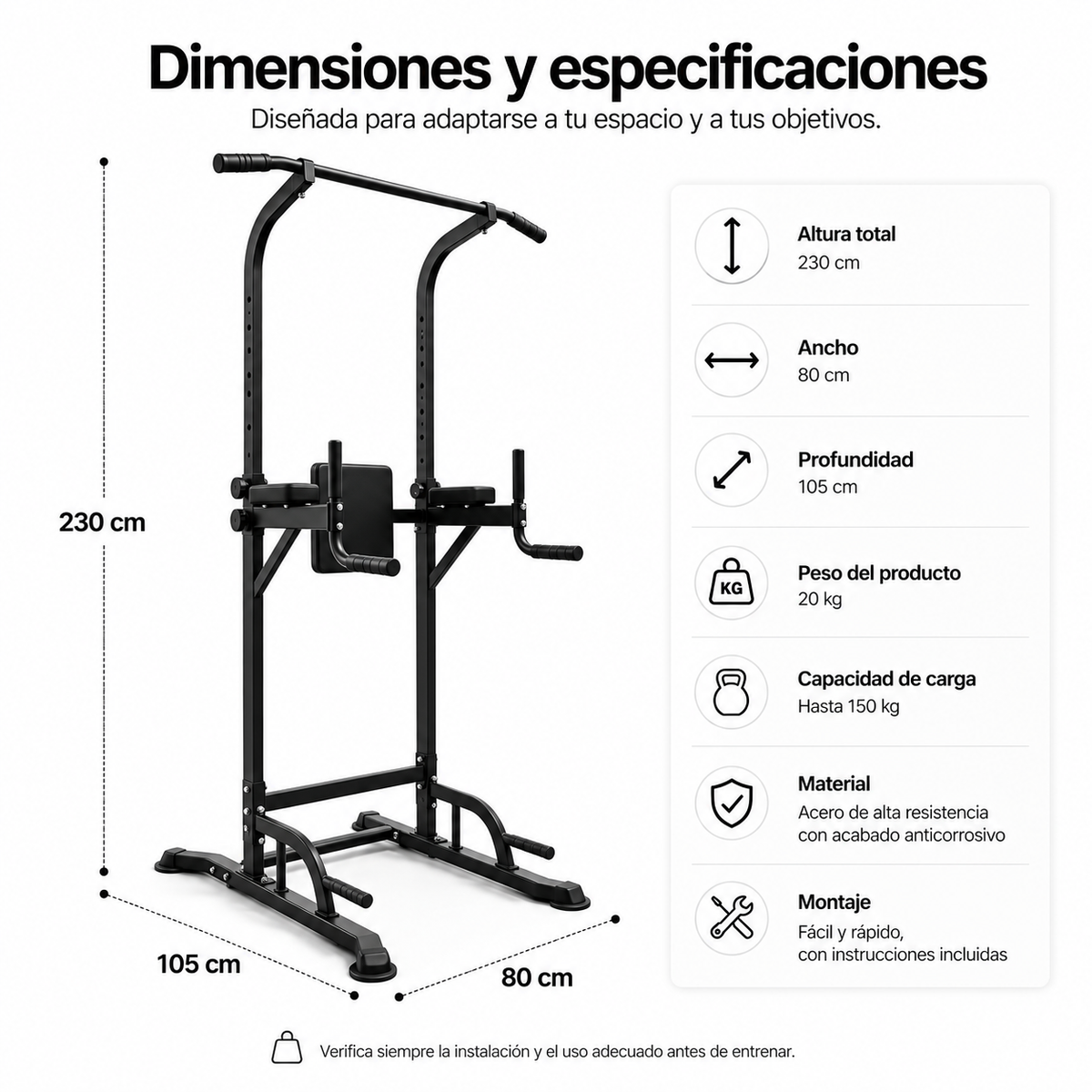 Torre multifunzione per trazioni con stazione VKR 150-230 cm