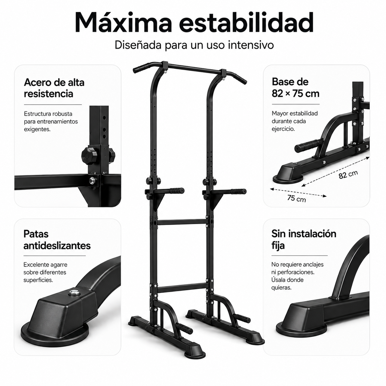 Multifunctioneel optrek- en dipstation, 170-210 cm