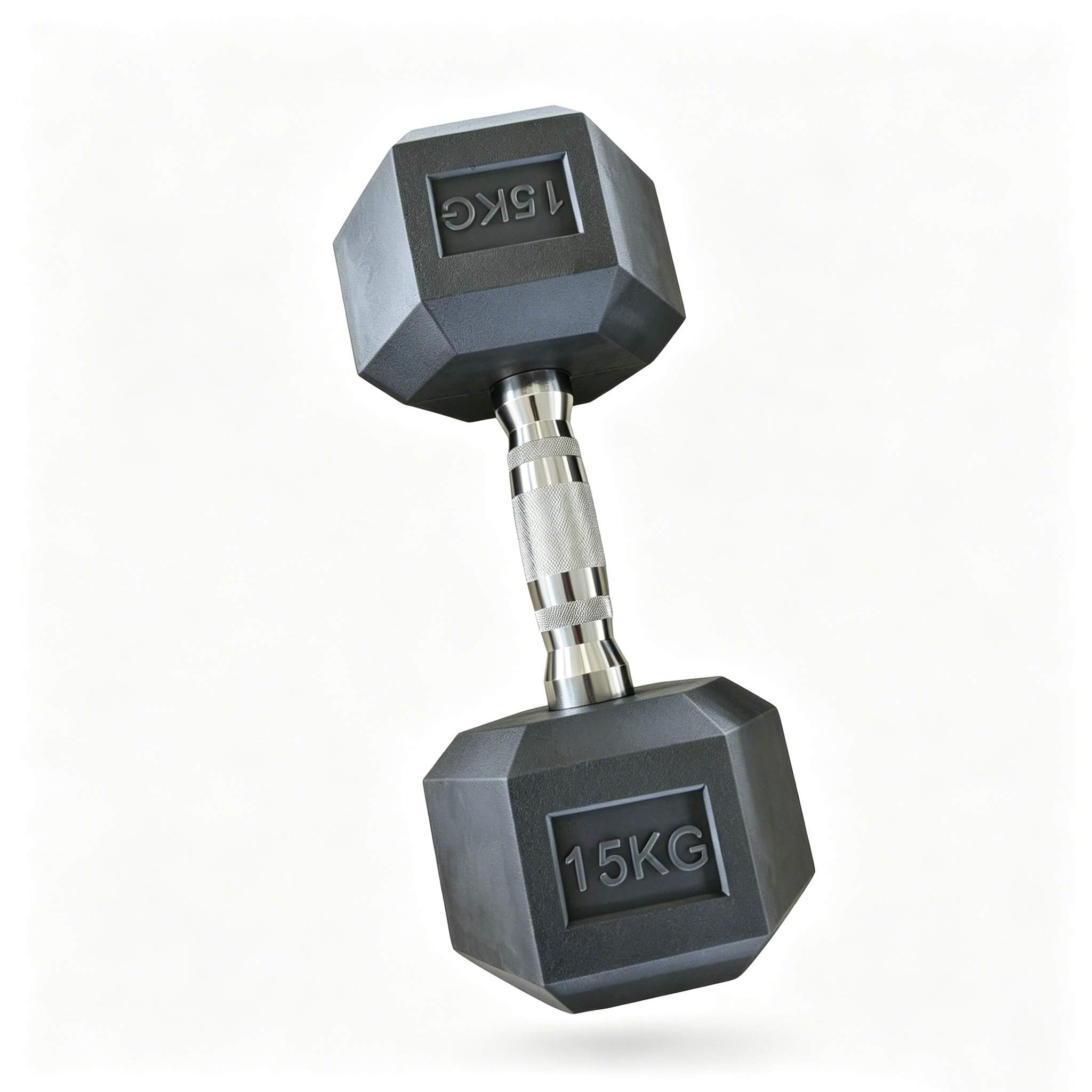 15-kg-Hantel mit sechseckiger Form, rutschfestem Griff und robustem Überzug für Fitness und Krafttraining