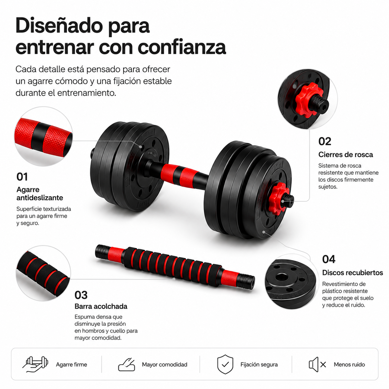 Halteres Ajustáveis com Barra Extensível 20 Kg Kit Multifunções
