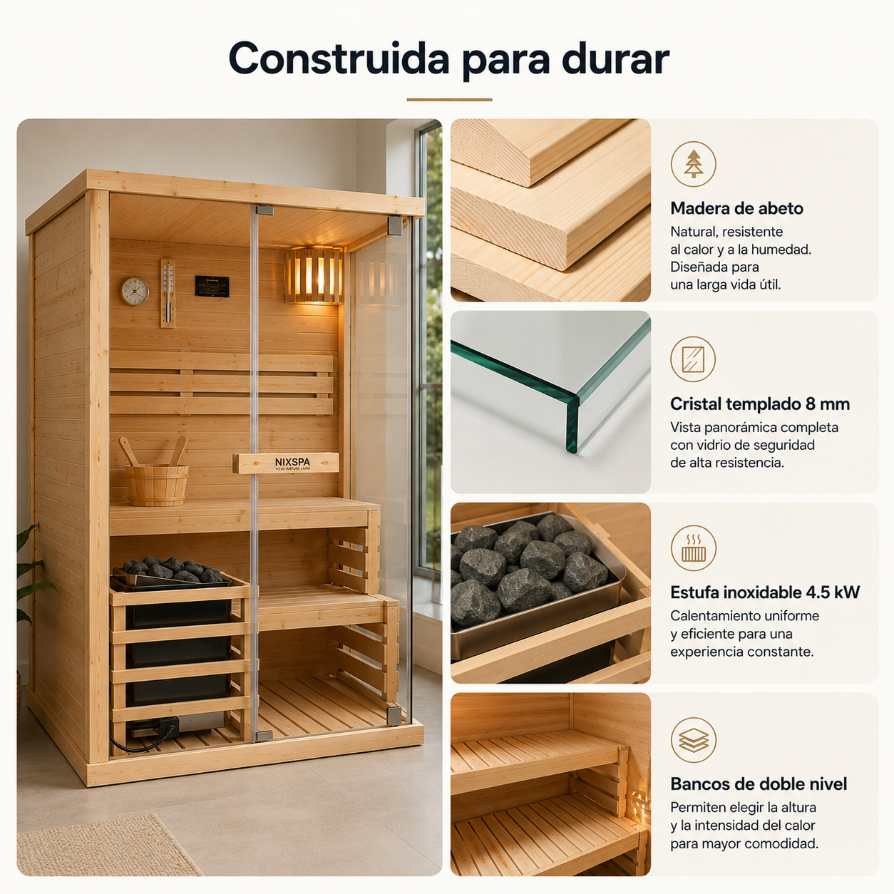 Sauna Finlandais pour Maison 2 Personnes en Bois d'Épicéa