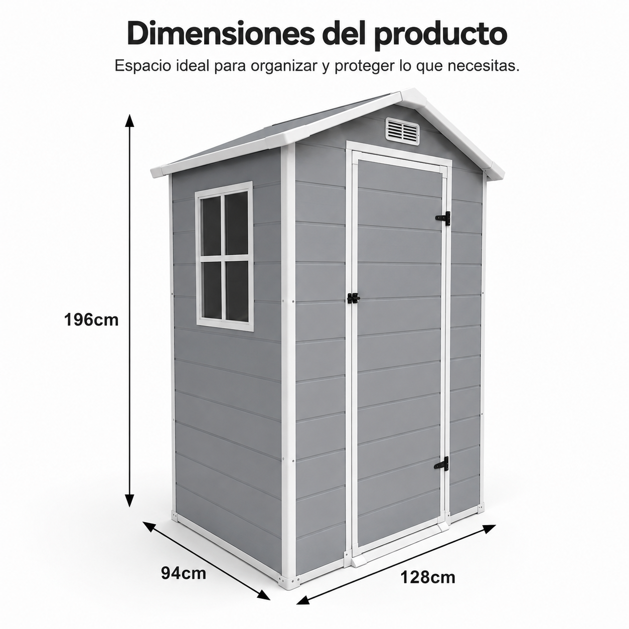 Resin tuinhuisje 4x3" voor buiten, met raam, ventilatie en veiligheidssluiting