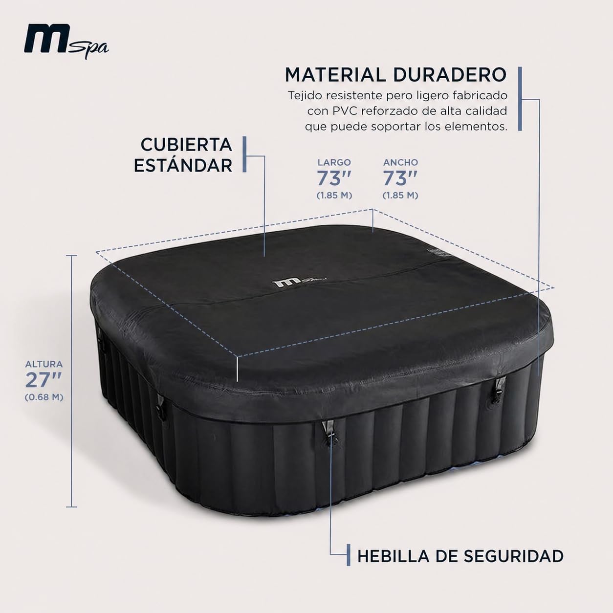 MSpa – Spa insuflável quadrado Tekapo 4–6 pessoas