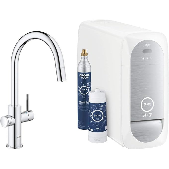 Grohe - Grifo de fregadero Blue Home Connected con enfriador de agua y filtro cromo