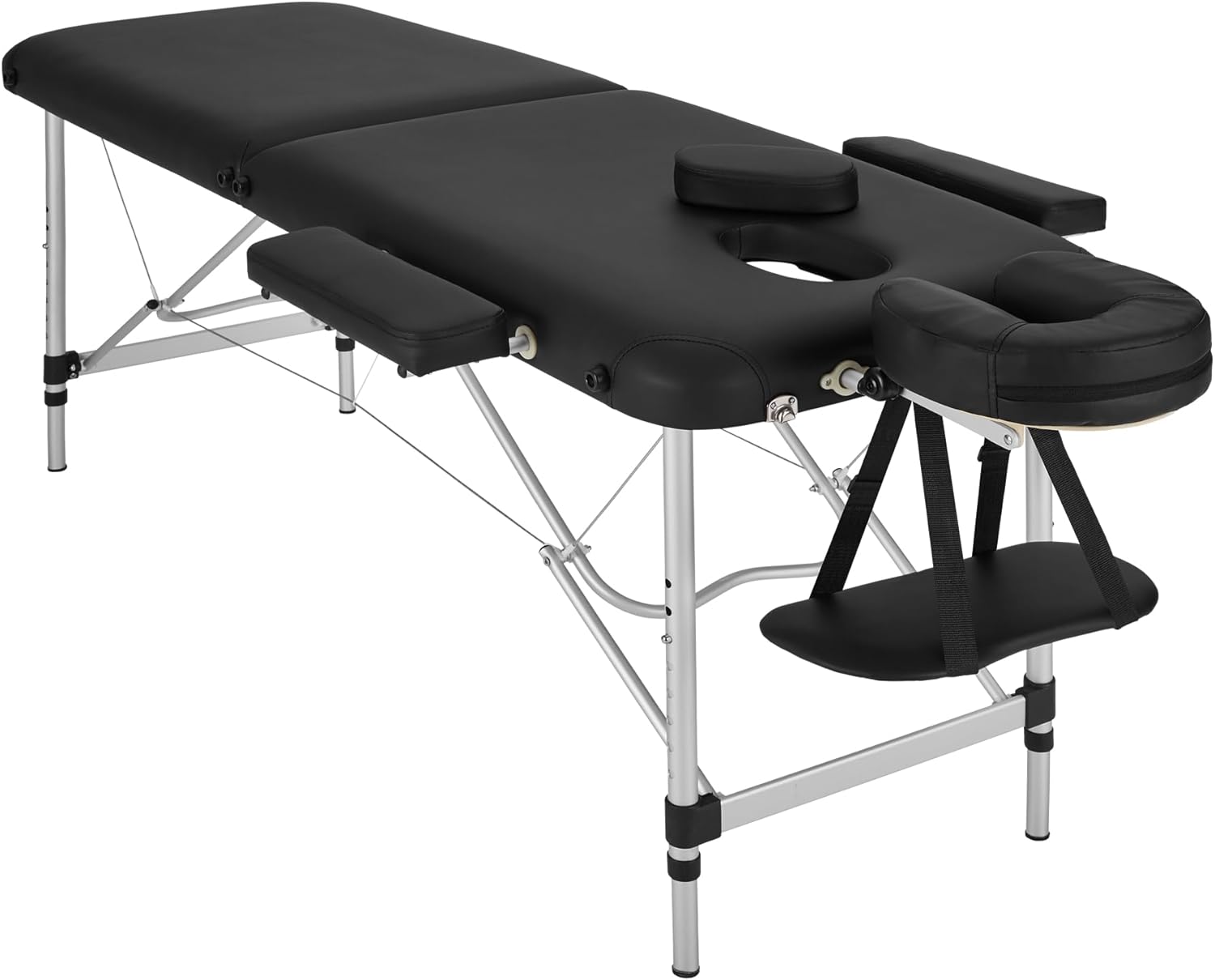Lettino da massaggio pieghevole a 2 zone con altezza regolabile, poggiatesta e design portatile 70 cm