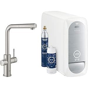 Grohe - Grifo de fregadero Blue Home Connected, con enfriador de agua y filtro supersteel