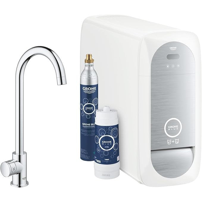 Grohe - Grifo de fregadero Blue Home Mono Connected con enfriador de agua y filtro cromo