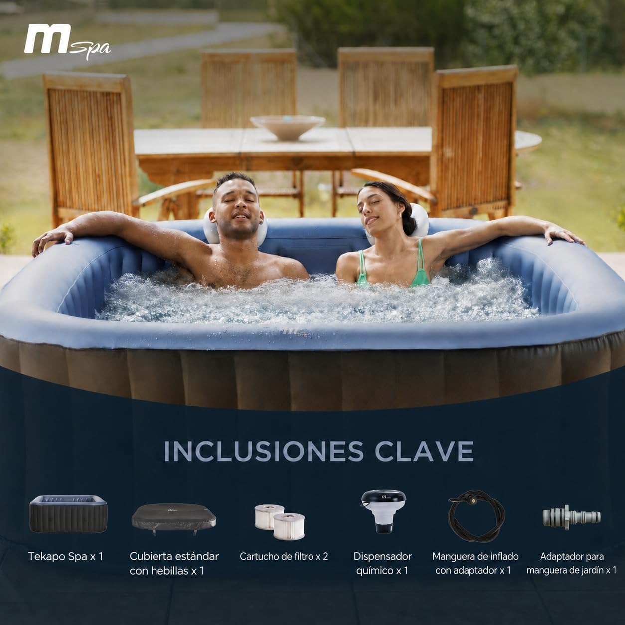 MSpa – Spa insuflável quadrado Tekapo 4–6 pessoas