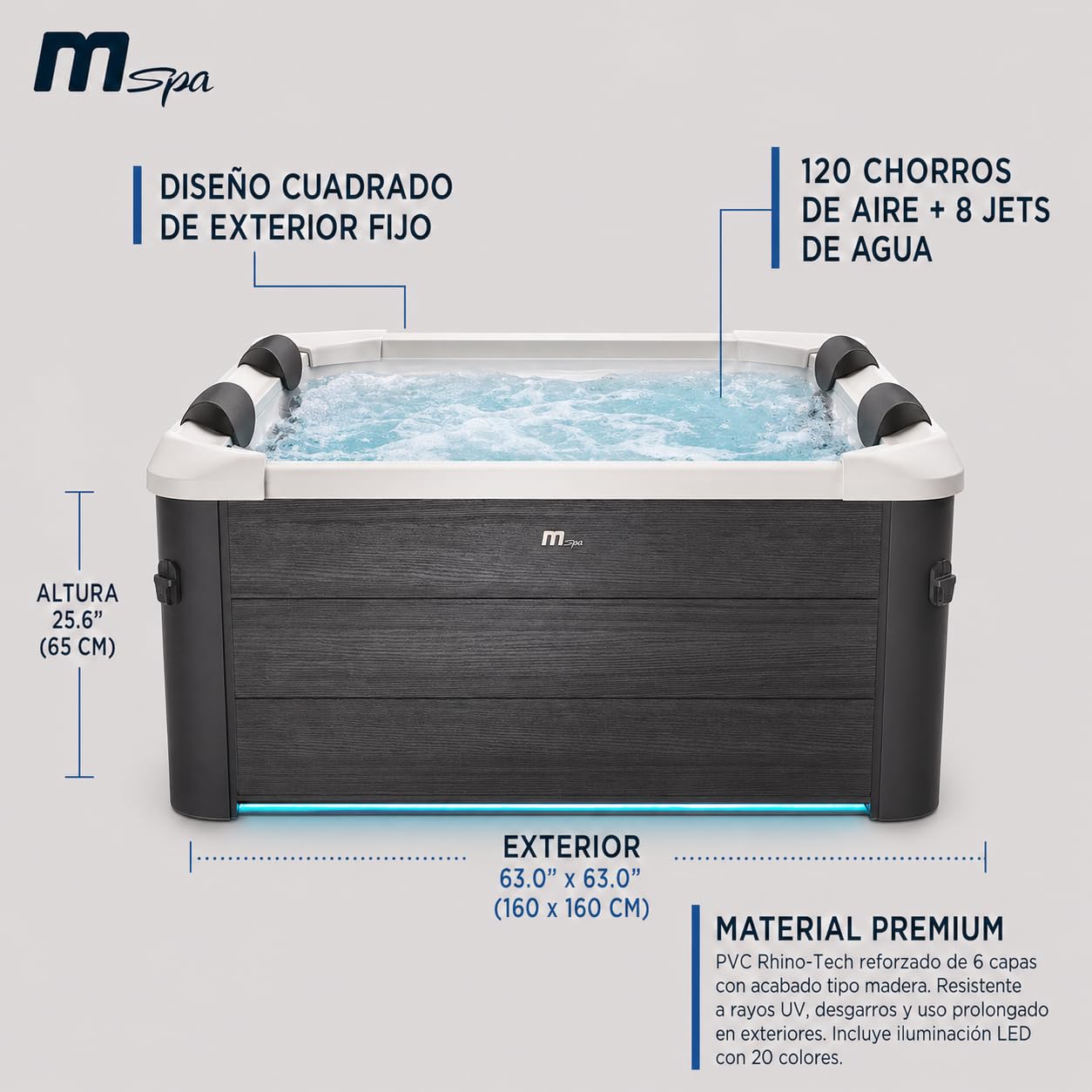 Mspa - Spa rígido cuadrado Oslo 4-6 personas