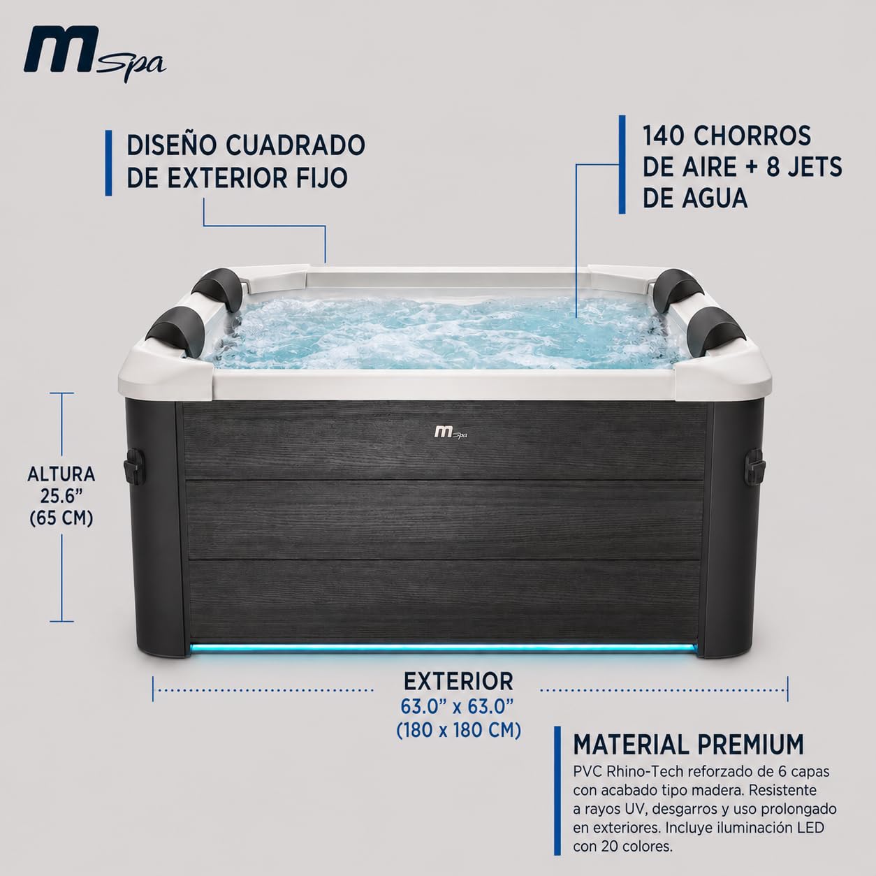 MSpa – Spa rígido quadrado Oslo Aero Plus 4–6 pessoas