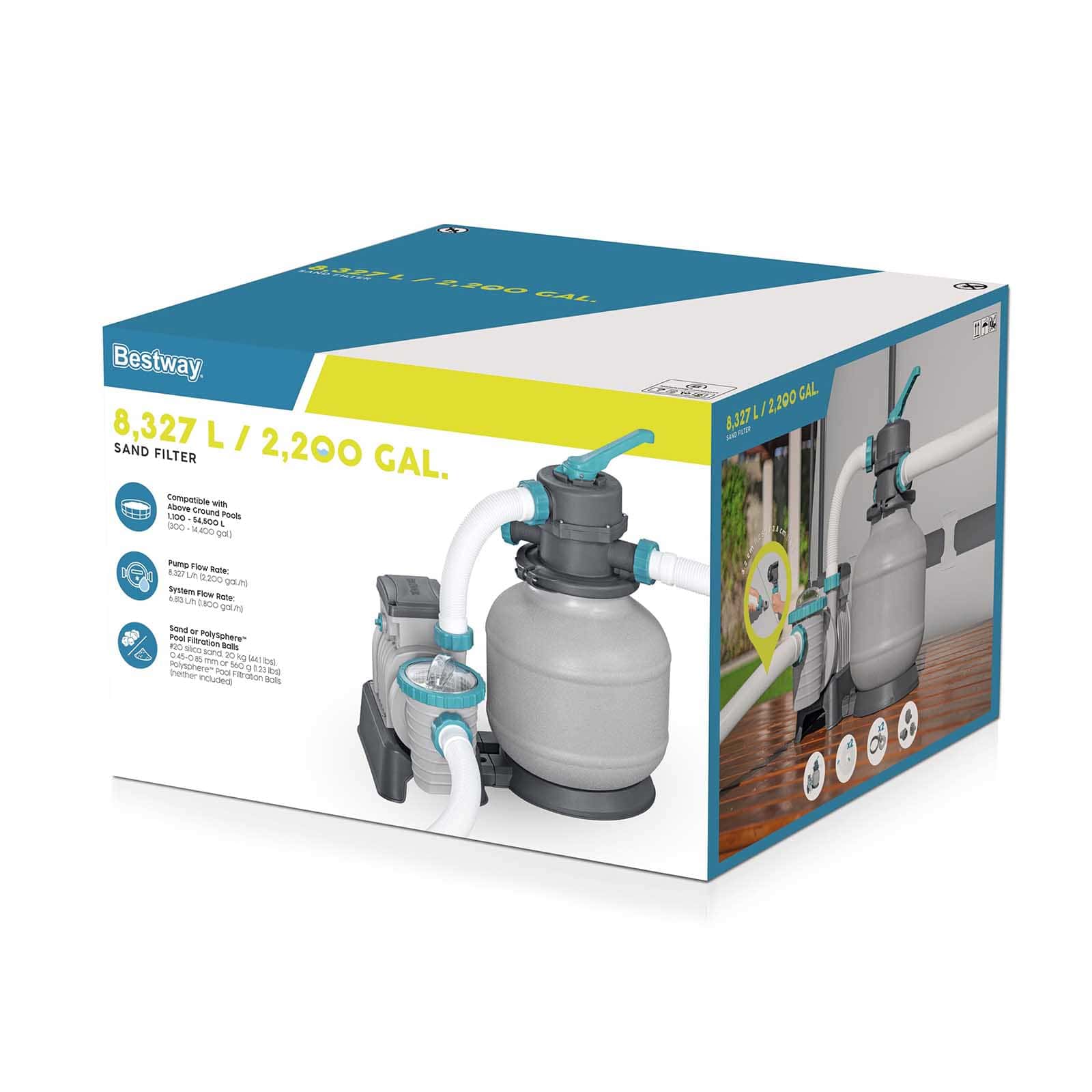 Bestway – Flowclear depuradora de arena 8.327 L/h para piscinas elevadas
