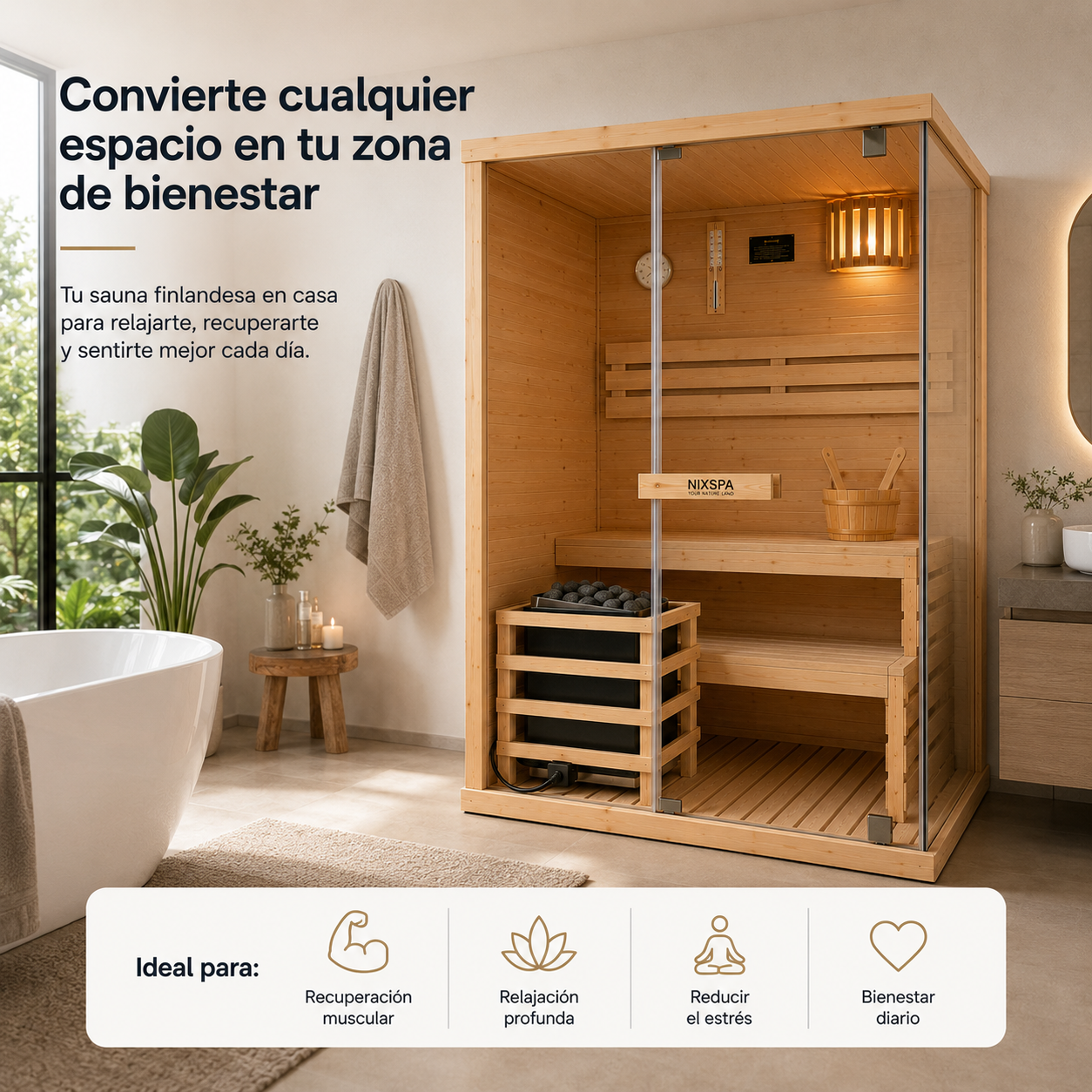 Sauna Finlandais pour Maison 2 Personnes en Bois d'Épicéa