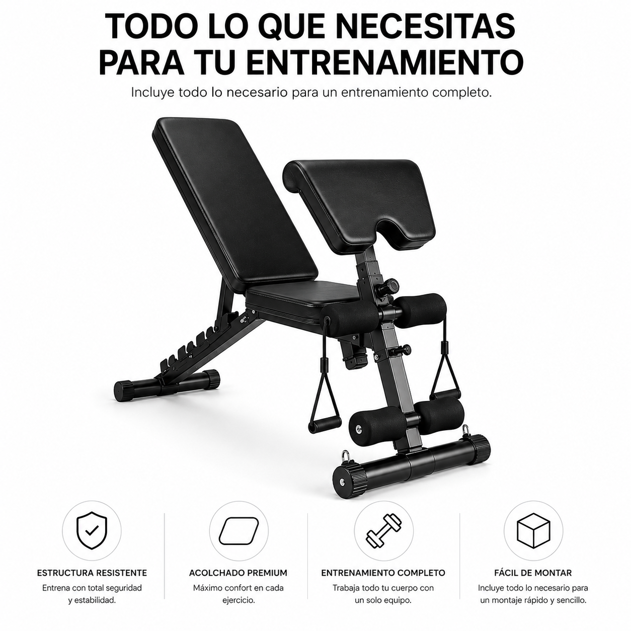 2-in-1 opvouwbare krachttrainingsbank Scott 120 Kg