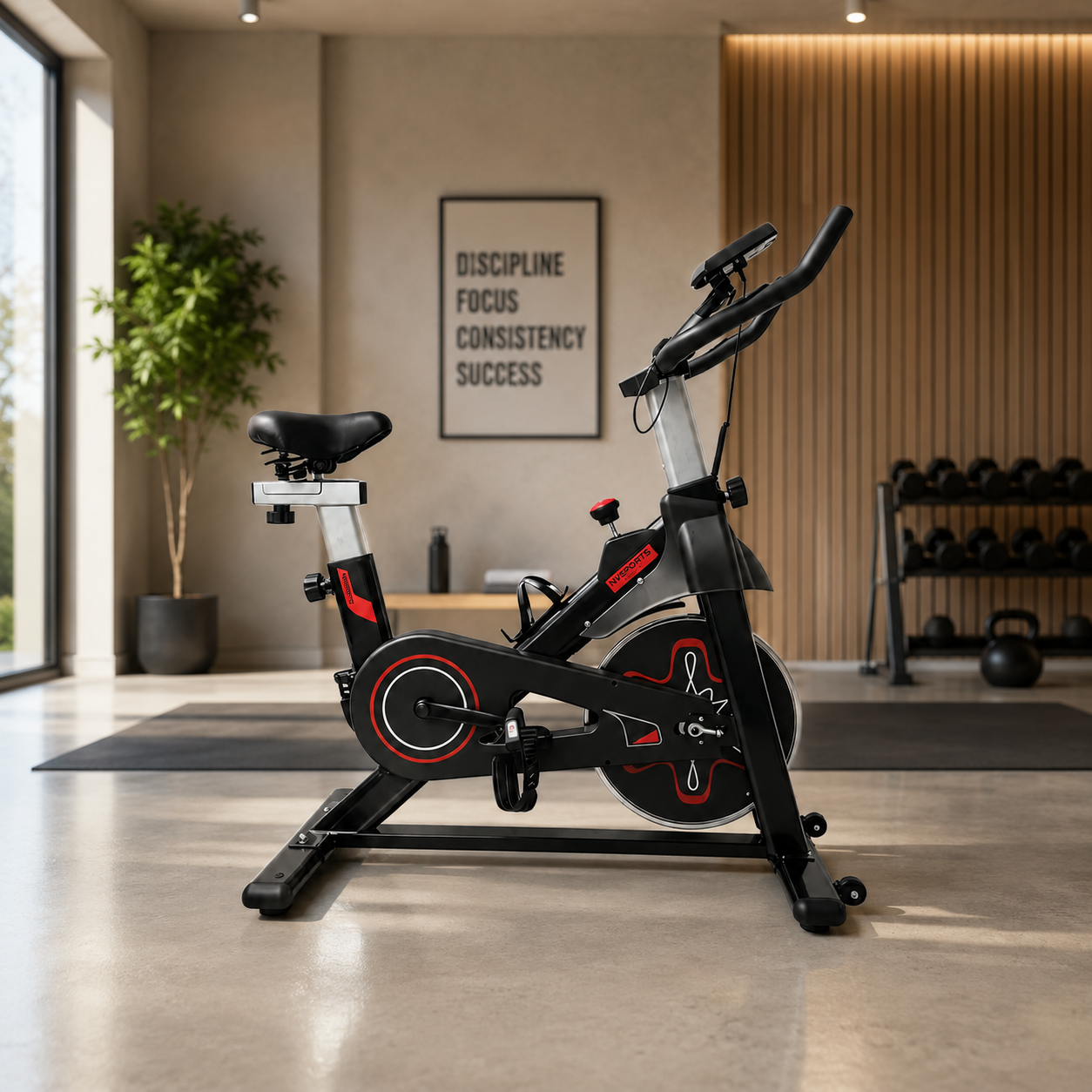 Bicicleta estática com resistência ajustável, ecrã LCD, assento acolchoado e guiador com apoio para braços para fitness em casa