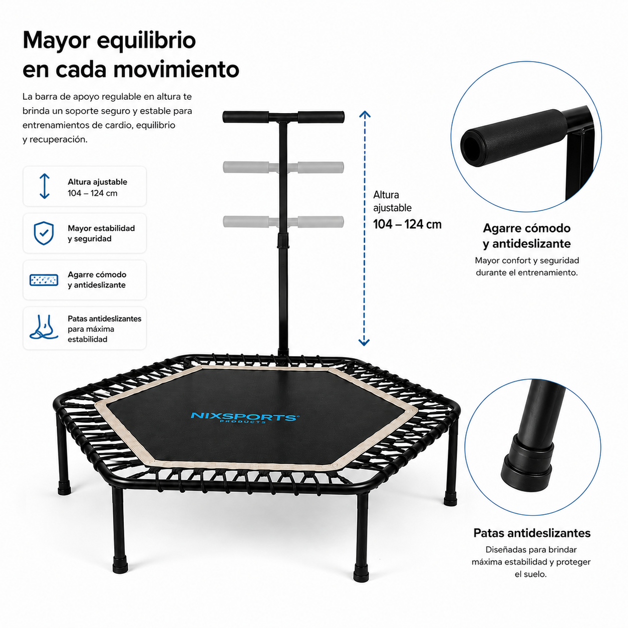 Inklapbare fitnesstrampoline 3-in-1