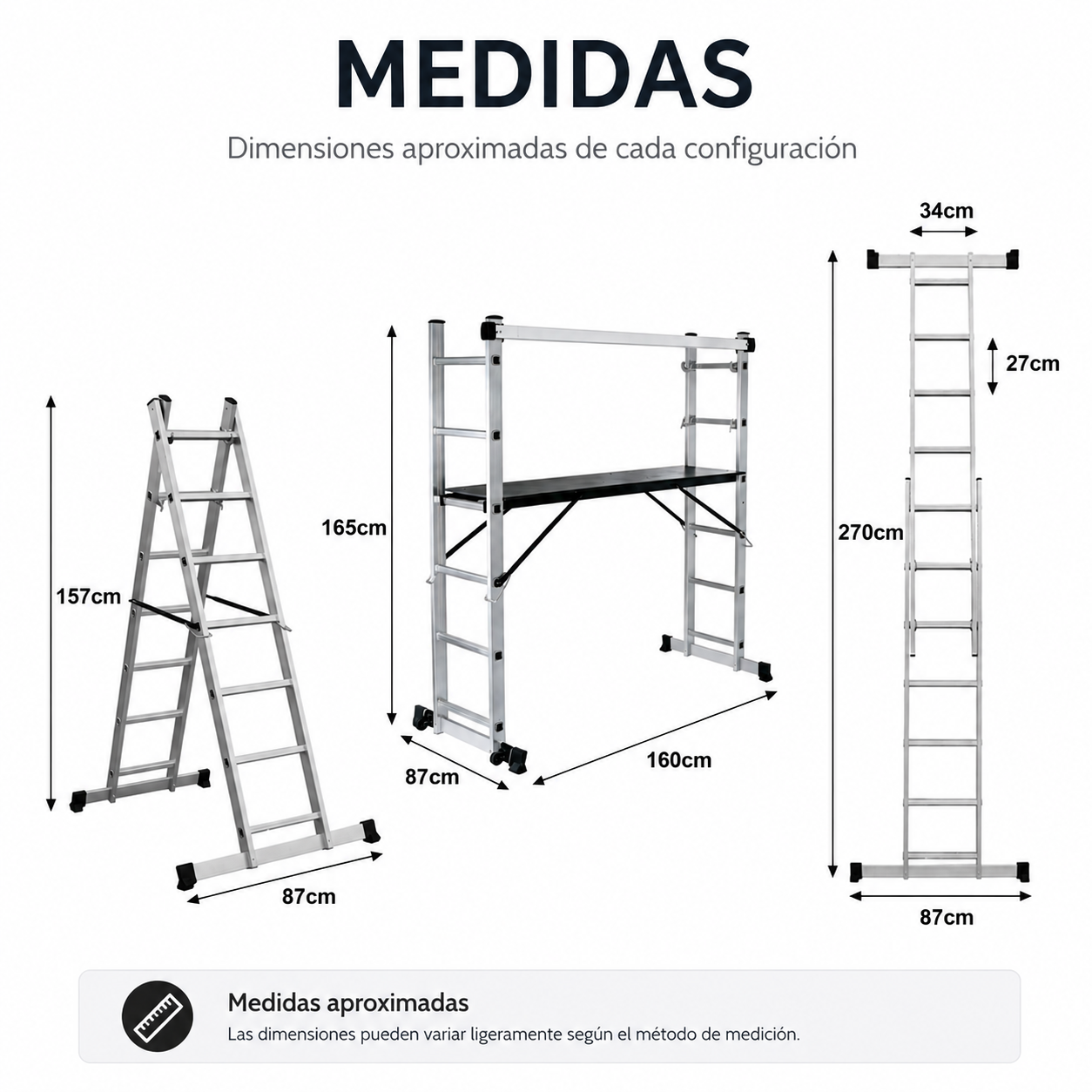 Multifunctionele ladder 4-in-1 met antislipplatform