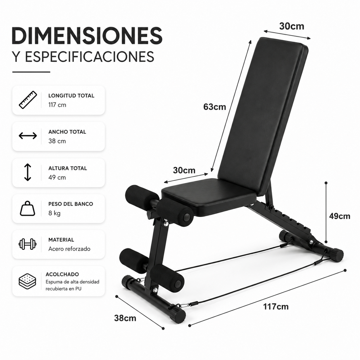Opvouwbare krachttrainingsbank 120 Kg
