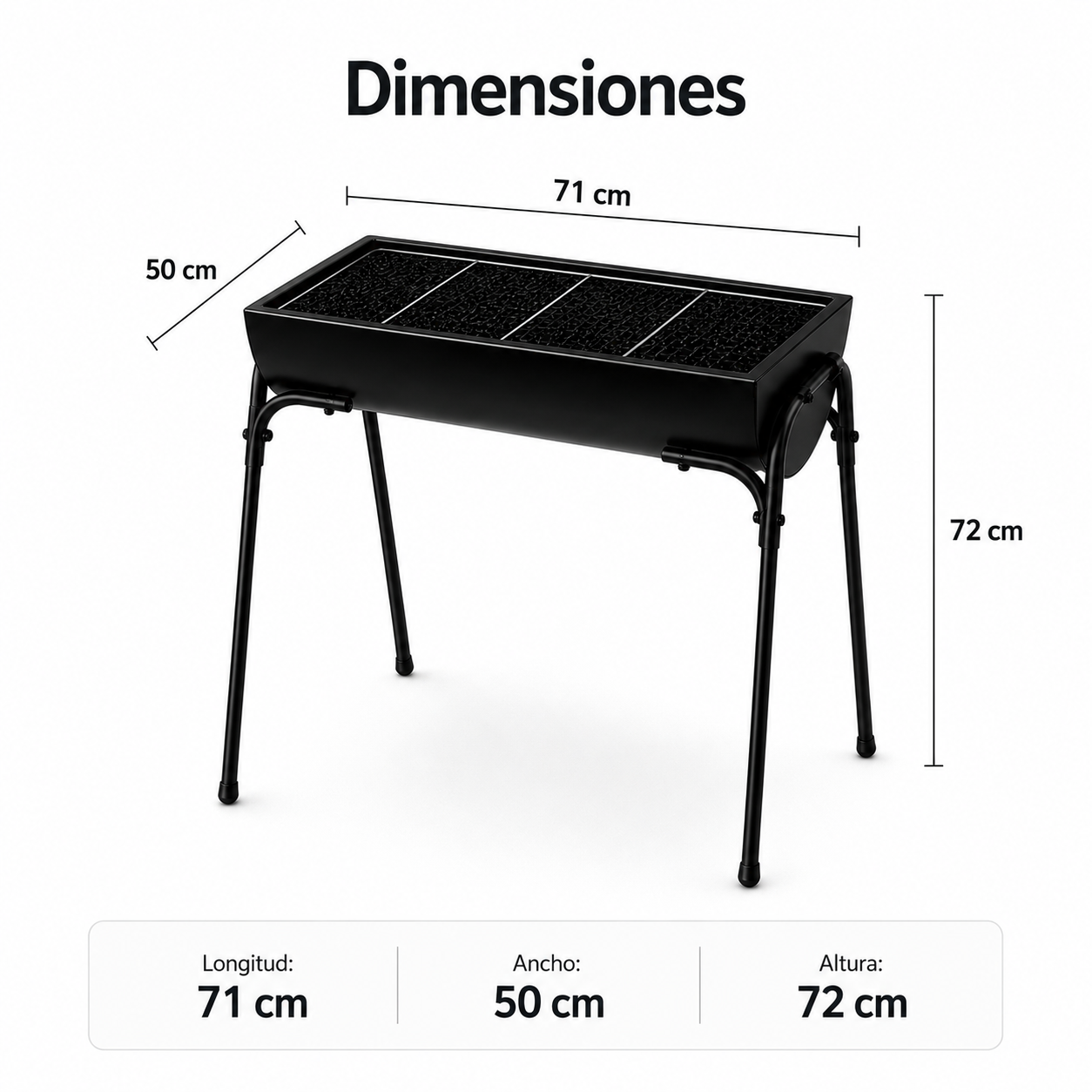 Barbecue portable au charbon extérieur avec grande grille