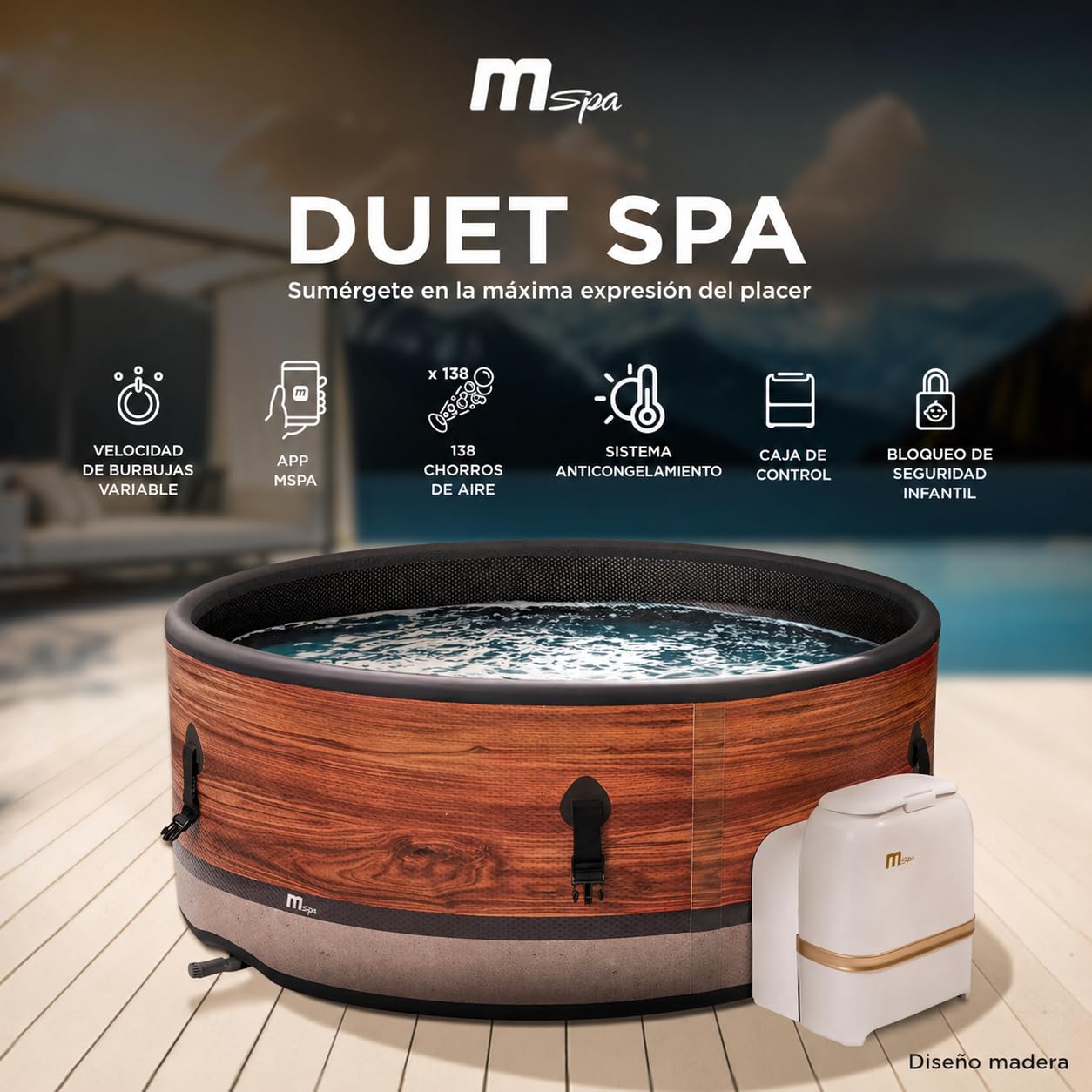 MSpa - Spa insuflável semirrígido circular Duet-Eco 4-6 pessoas