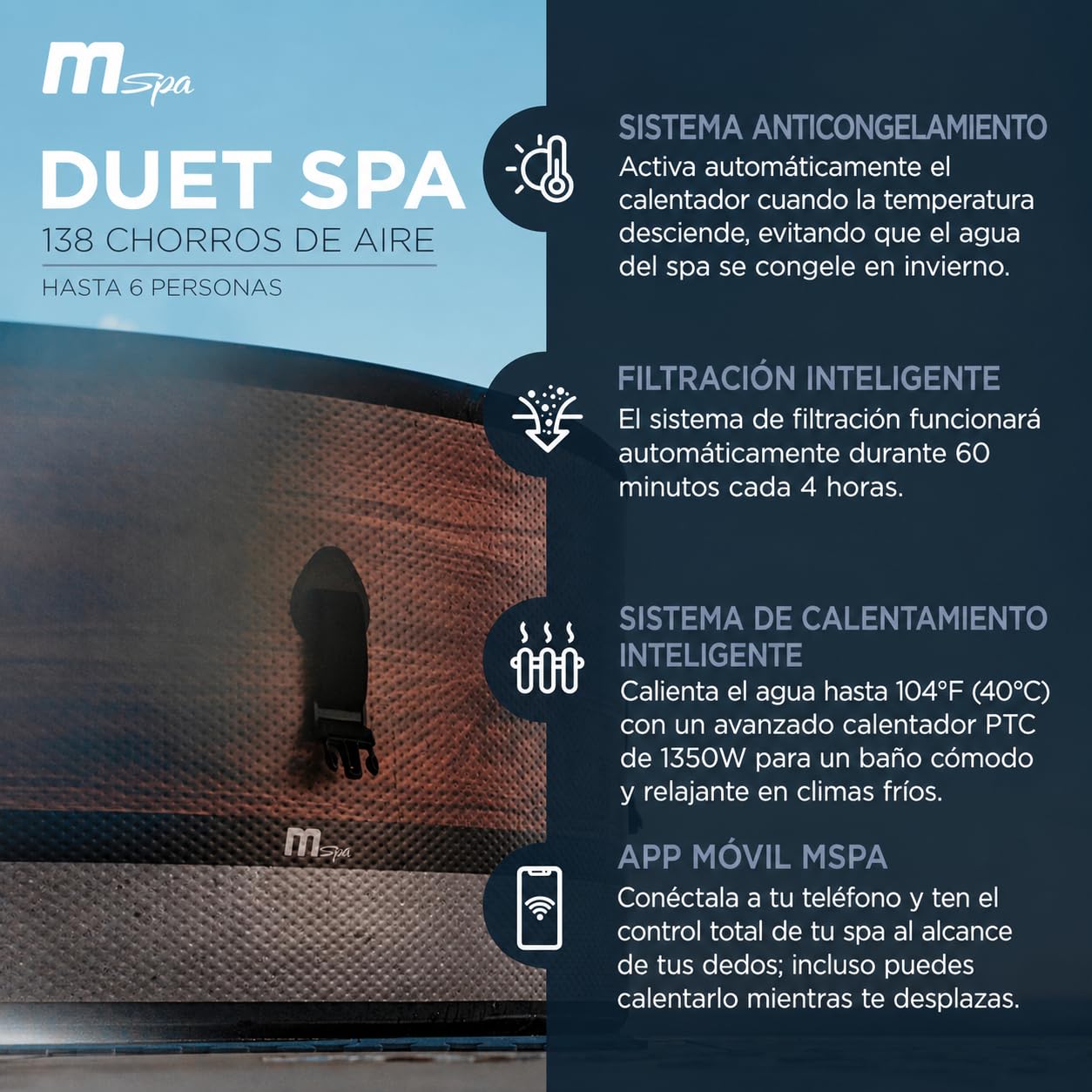 MSpa - Spa insuflável semirrígido circular Duet-Eco 4-6 pessoas