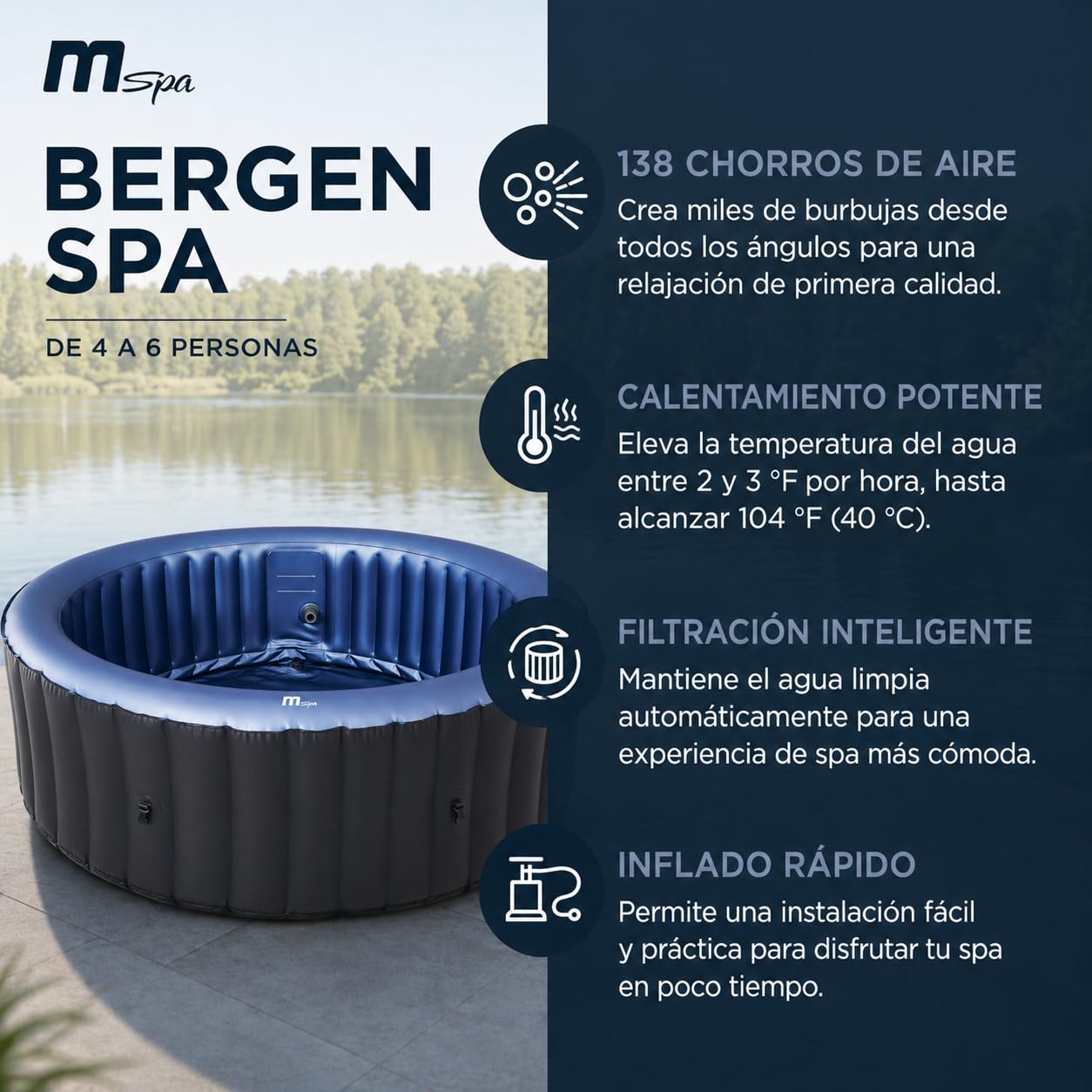 MSpa – Spa insuflável circular Bergen 4–6 pessoas
