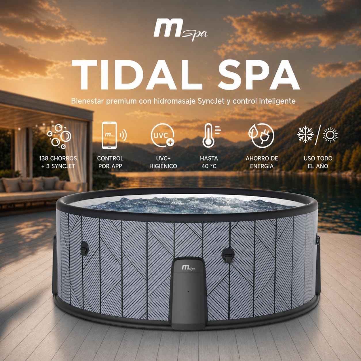 MSpa Spa insuflável semirrígido circular Tidal 4–6 pessoas
