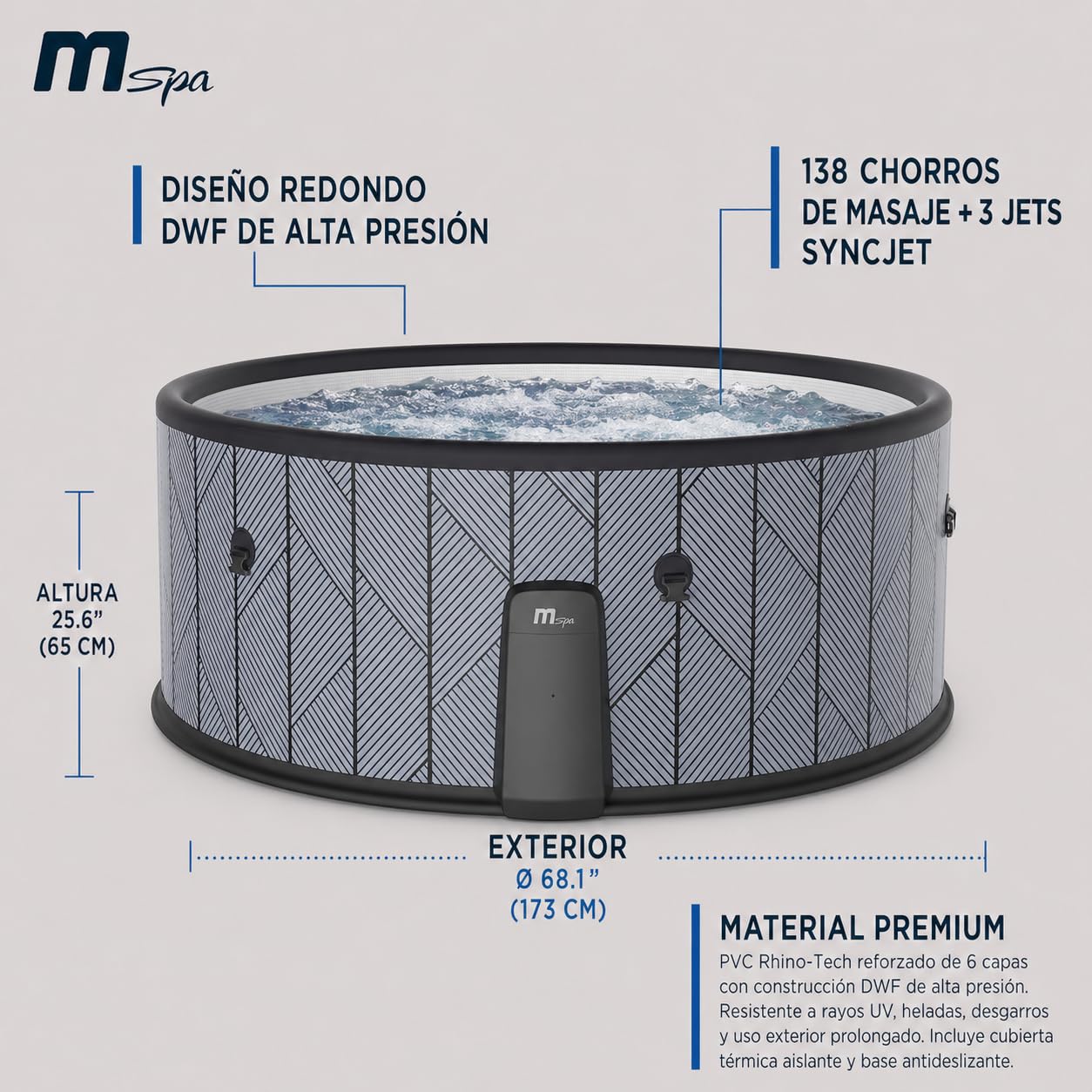 MSpa Spa insuflável semirrígido circular Tidal 4–6 pessoas