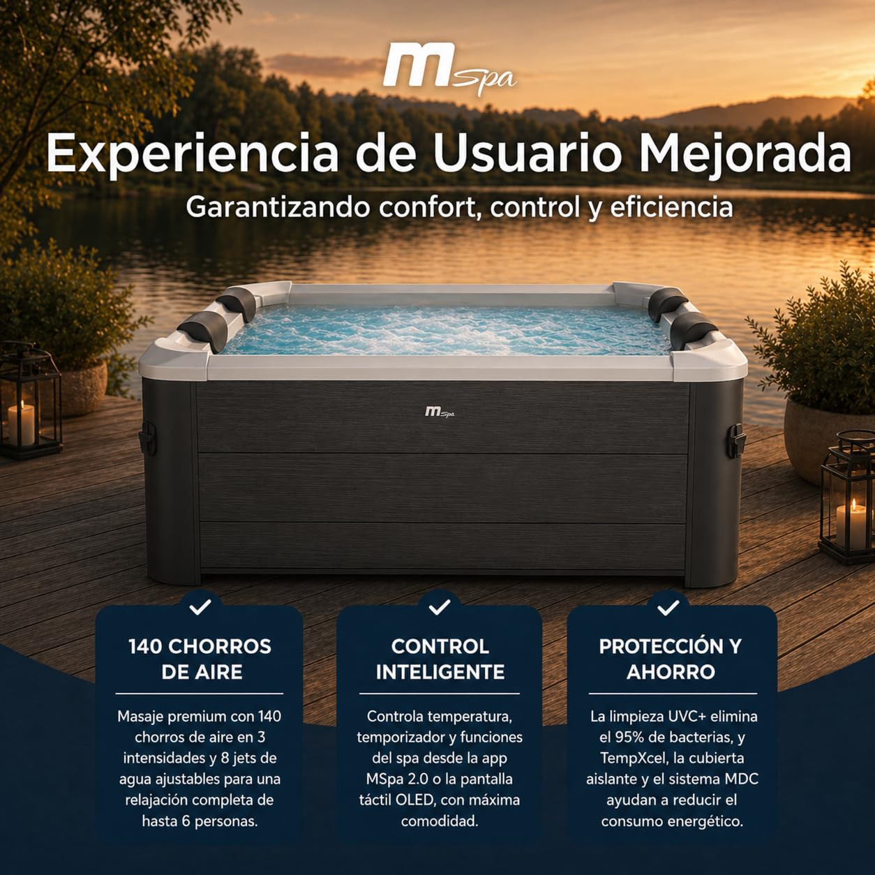 MSpa – Spa rígido quadrado Oslo Aero Plus 4–6 pessoas