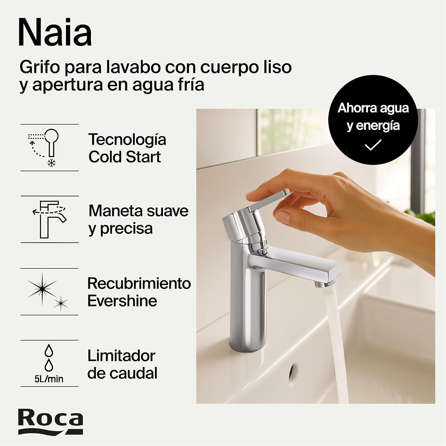 Roca - Liso Naia Smooth Body Tocca con scarico di clic e corpo liscio A5A3296C00