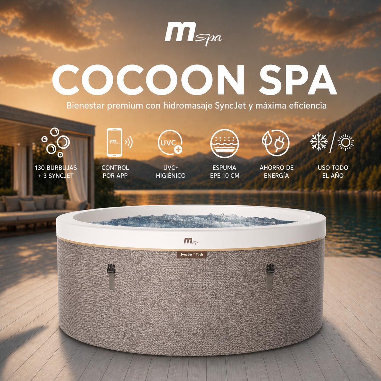MSpa - Vasca idromassaggio gonfiabile semirigida circolare Cocoon-Eco 4–6 persone