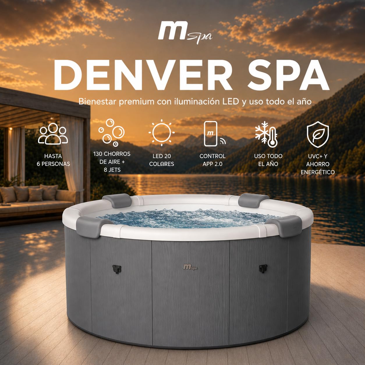 Mspa - Spa rigide rond Denver 4–6 personnes