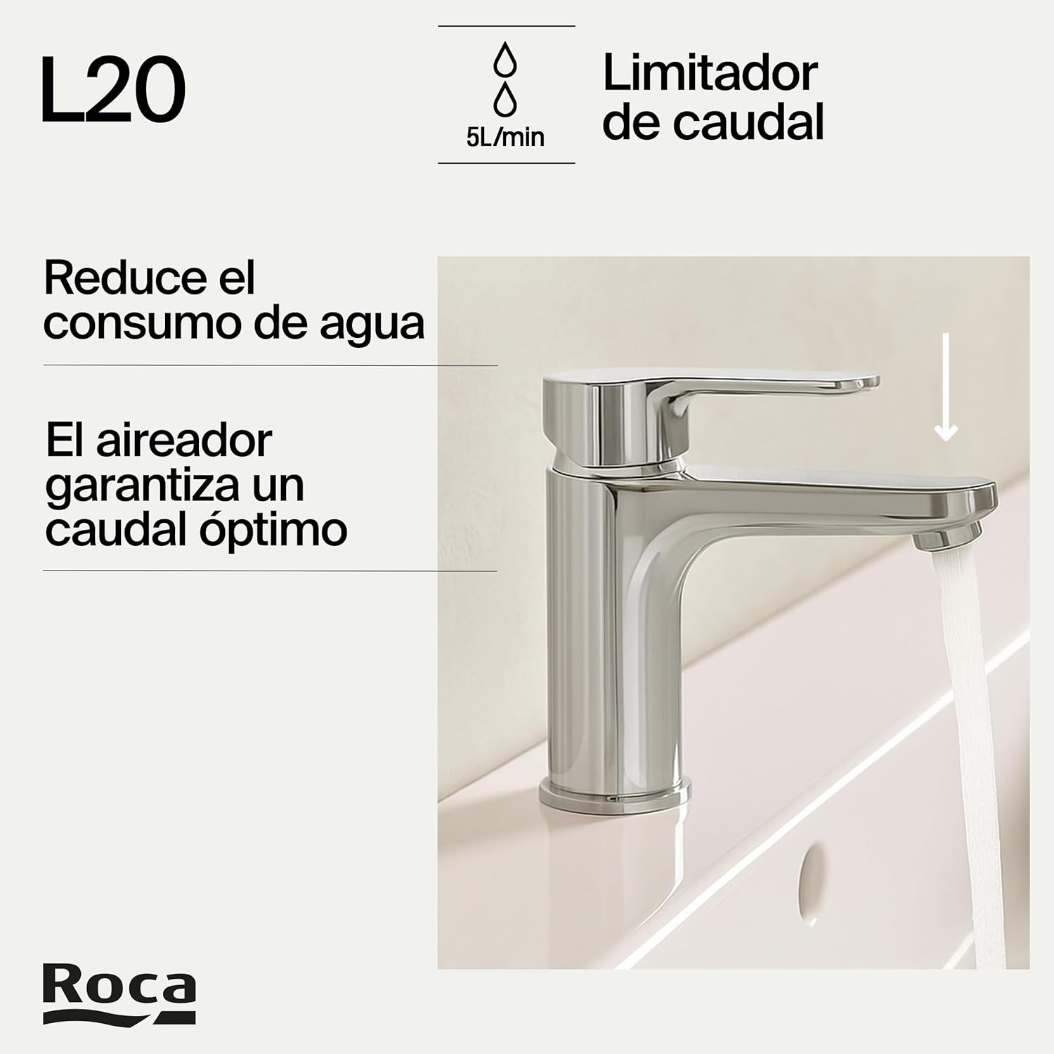 Roca - Grifo de lavabo cuerpo liso L20 A5A3K09C00