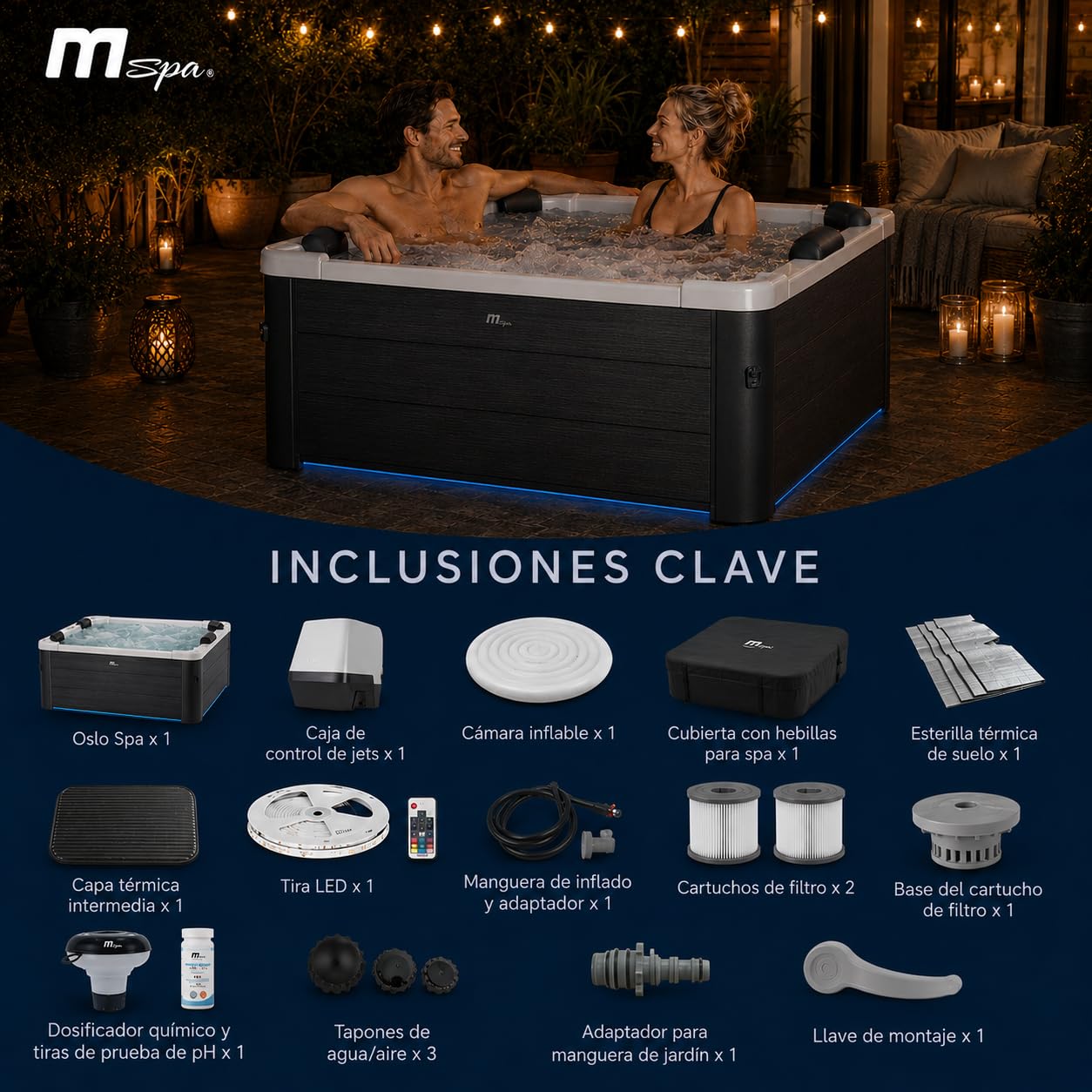 MSpa – Spa rígido quadrado Oslo Aero Plus 4–6 pessoas