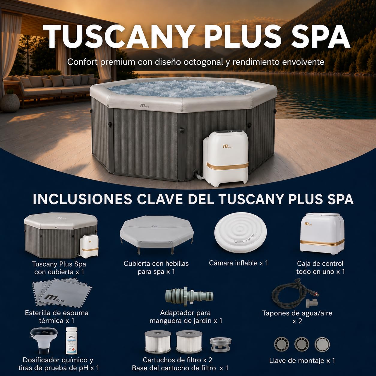 MSpa - Spa rígido quadrado Tuscany 4–6 pessoas