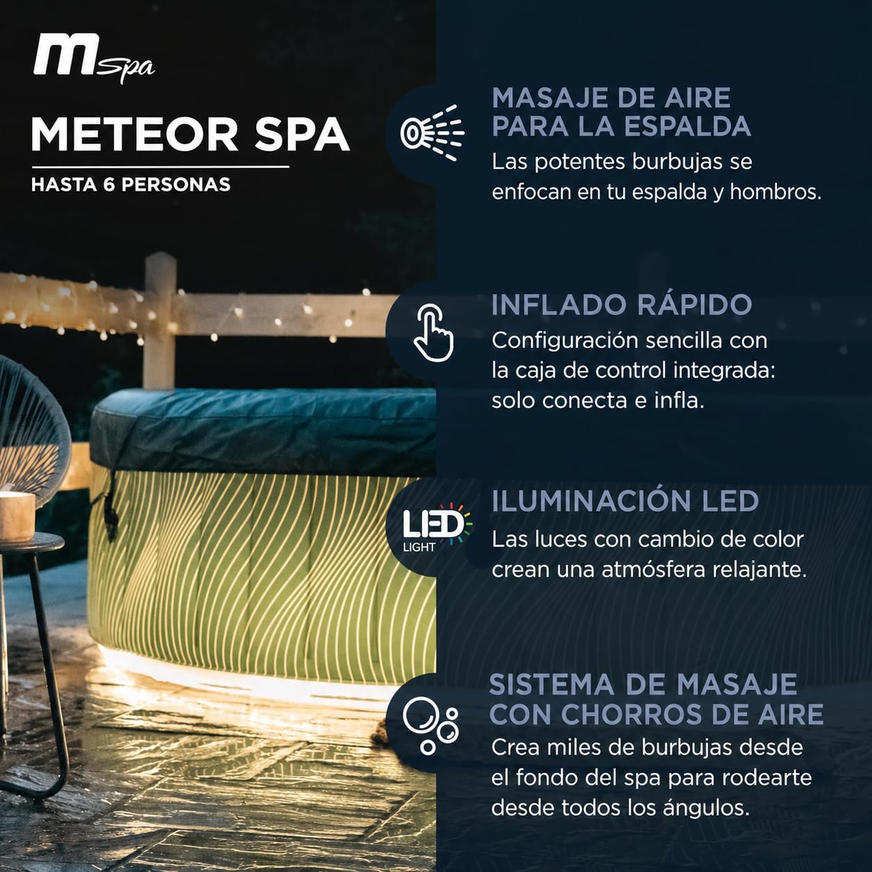 MSpa – Vasca idromassaggio gonfiabile circolare Meteor 4–6 persone