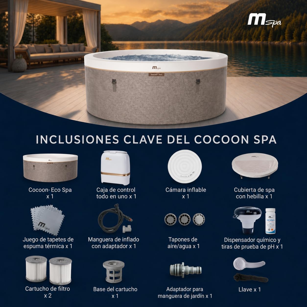 MSpa - Vasca idromassaggio gonfiabile semirigida circolare Cocoon-Eco 4–6 persone