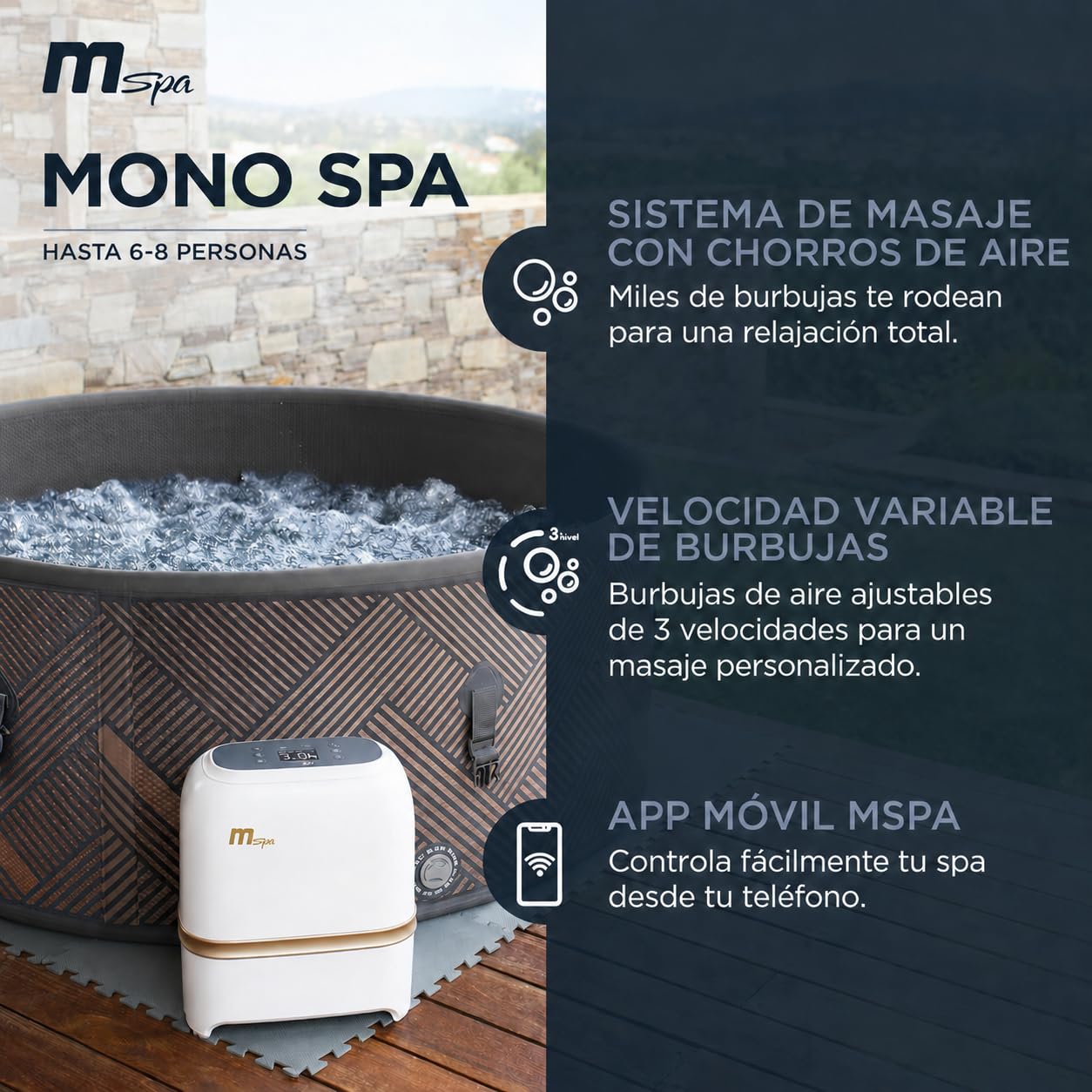 MSpa - Spa gonflable semi-rigide rond Mono-Eco 6-8 personnes