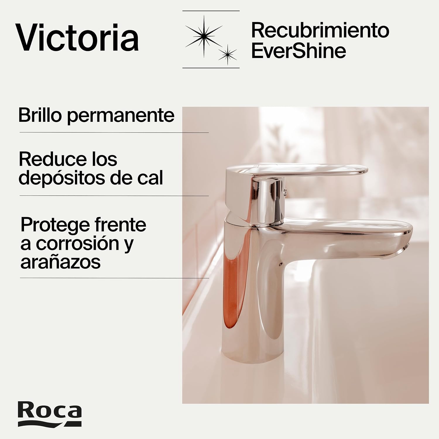 Roca - Mezclador monomando para lavabo con cuerpo liso Victoria Plus A5A324FC00