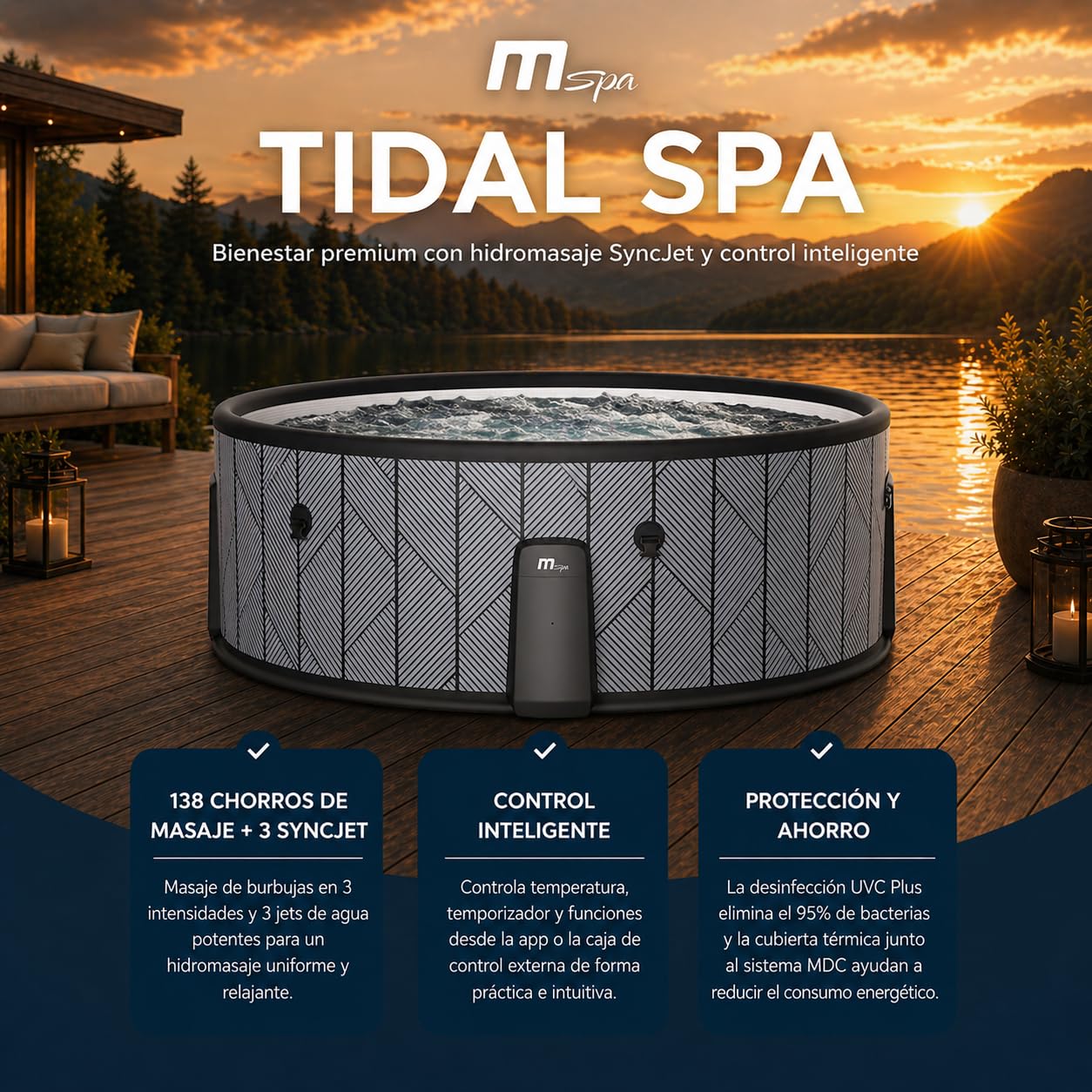 MSpa Spa insuflável semirrígido circular Tidal 4–6 pessoas
