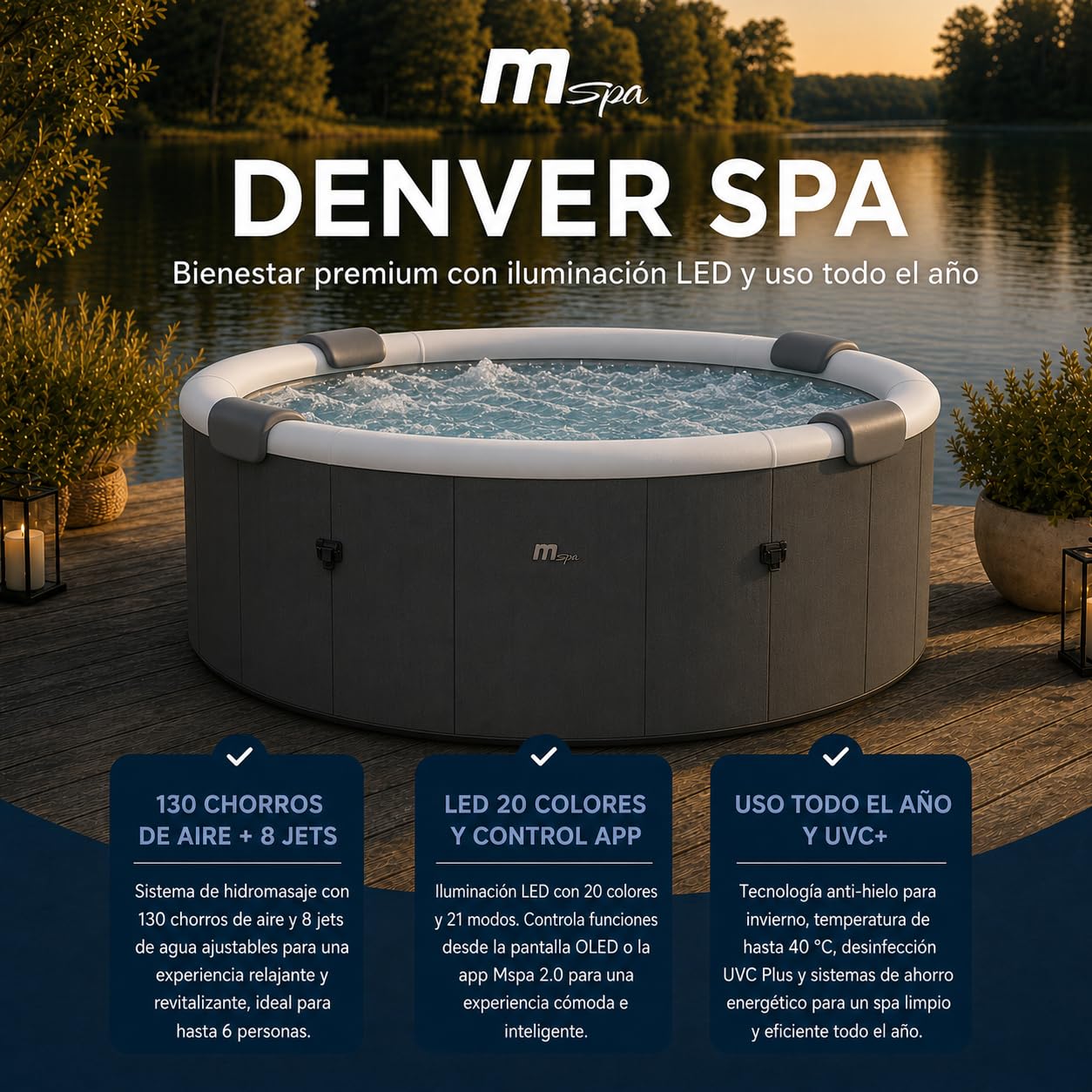 Mspa - Spa rigide rond Denver 4–6 personnes