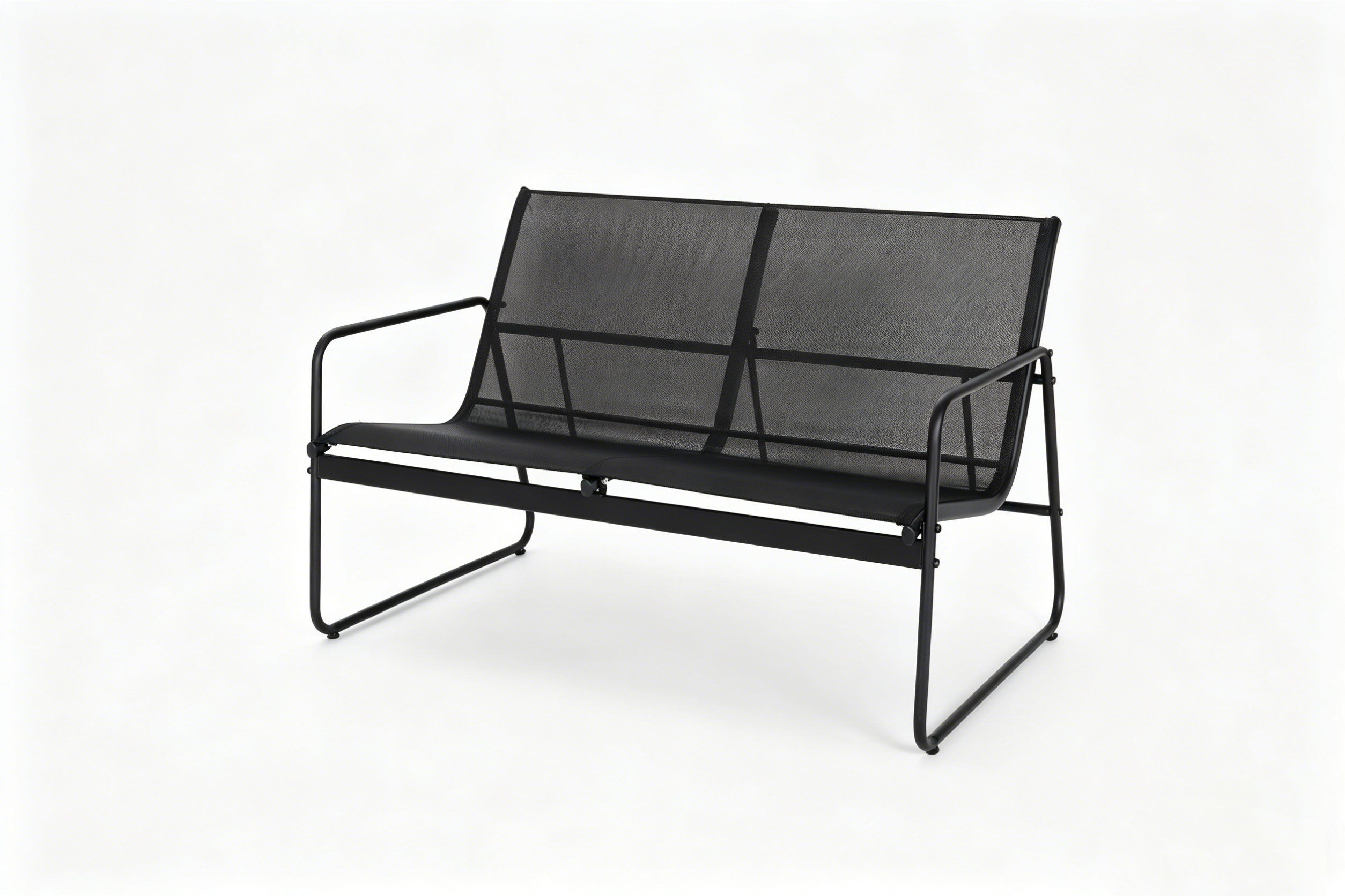 Garten-Set aus Stahl und Textilene mit 2-Sitzer-Sofa, 2 Sesseln und schwarzem Glastisch für Außenbereich