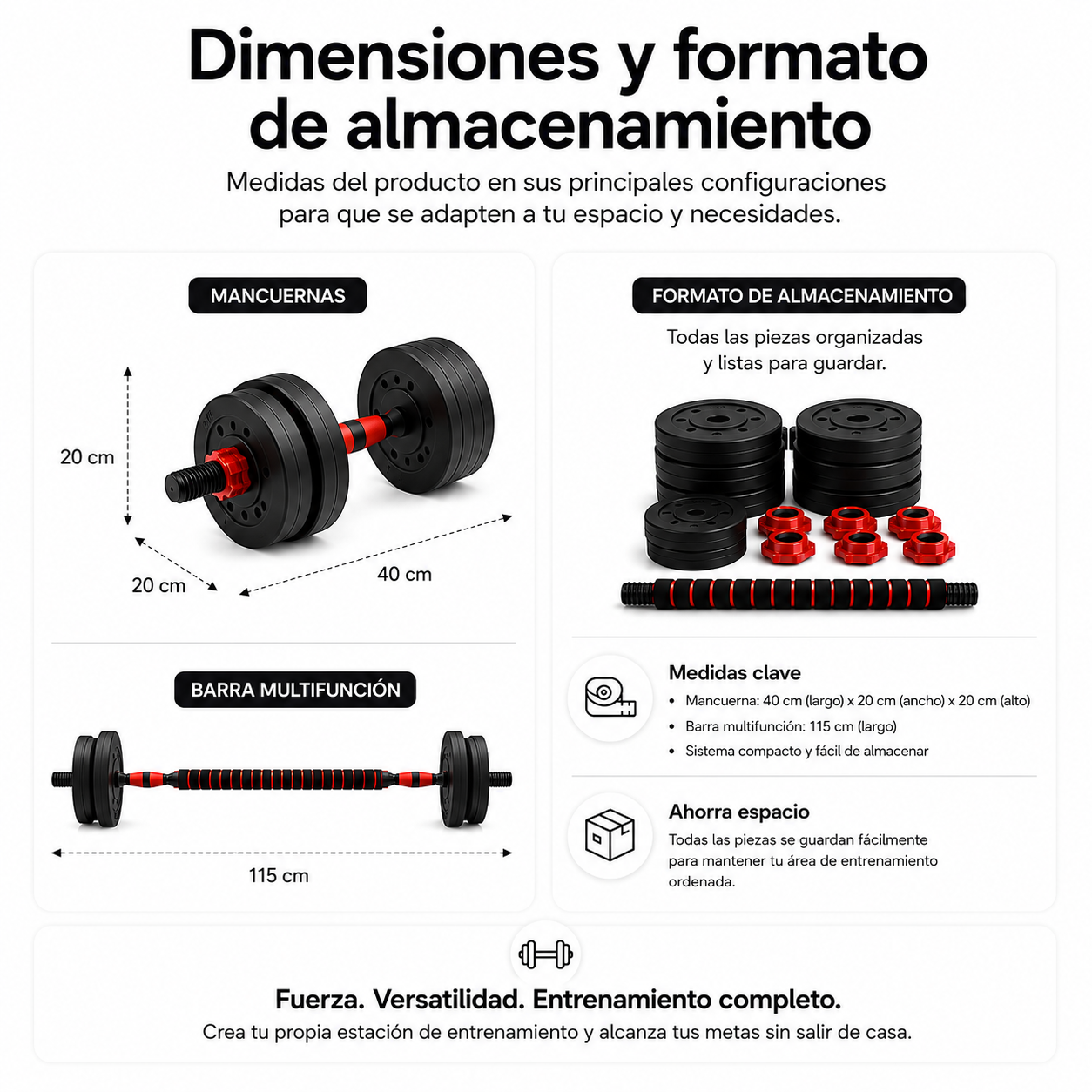 Halteres Ajustáveis com Barra Extensível 20 Kg Kit Multifunções